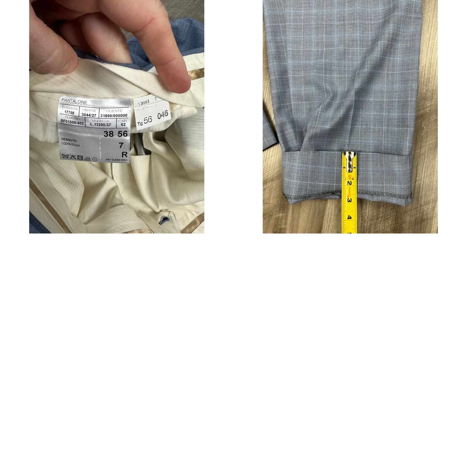 Canali Canali Wool Plaid Dress Pants - 38 Mens Regular Inseam 29 Blue Gray Wool (100%) Dress Pants Size US 38 / EU 54 - 8 Thumbnail
