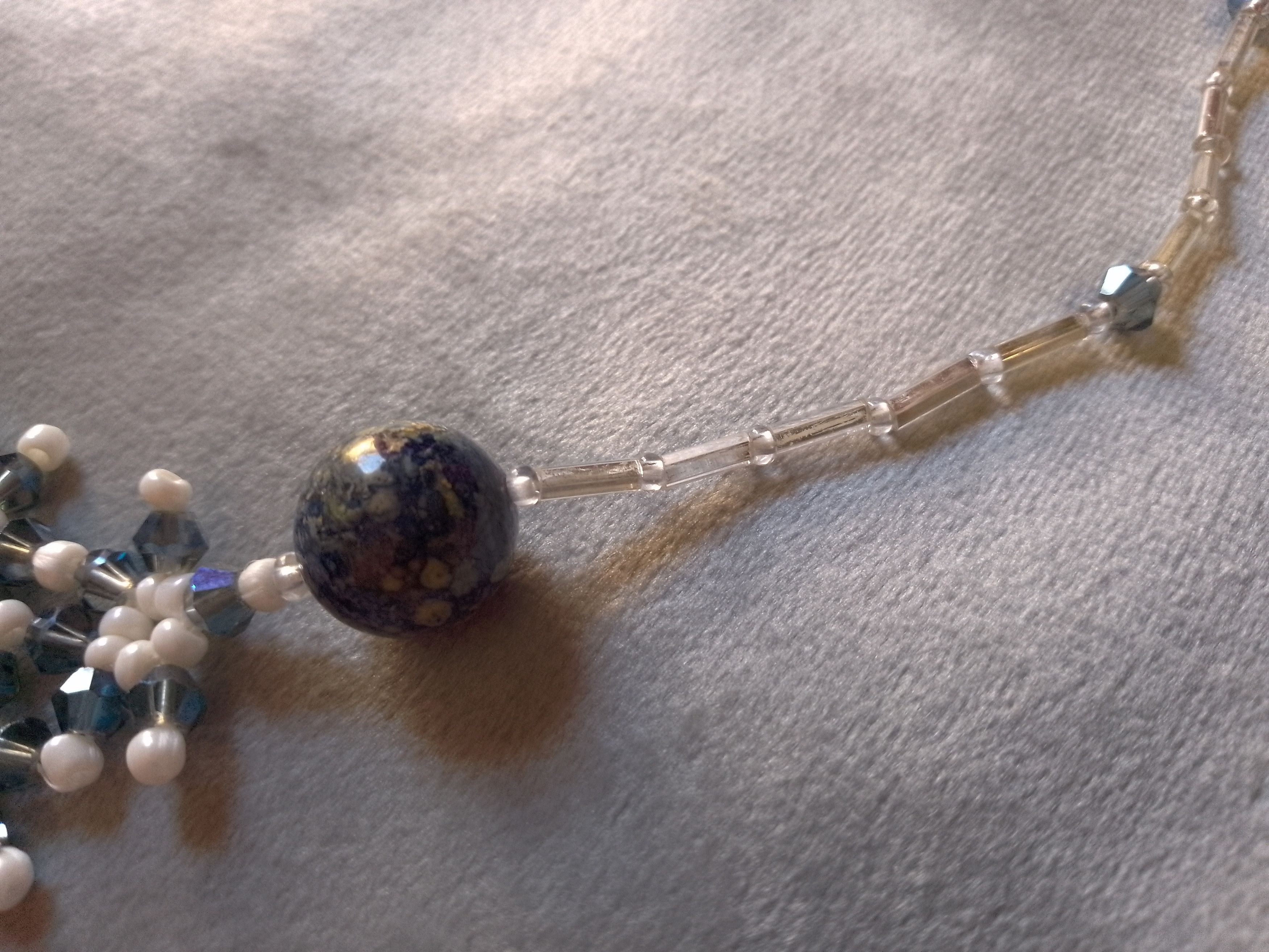 Handmade Necklace in grey/blue Crystal Lapis lazuli gemstones Size ONE SIZE - 6 Thumbnail