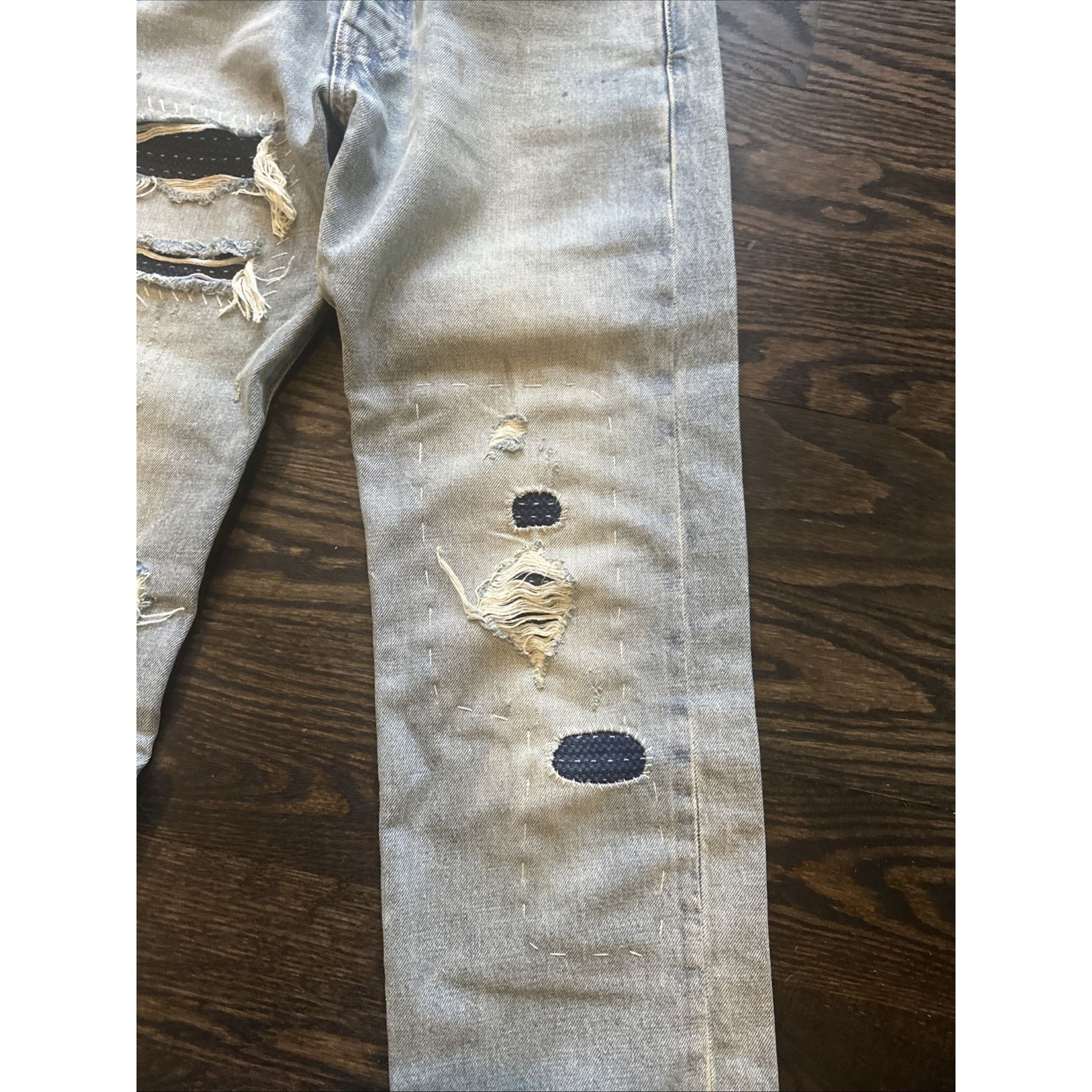 Levi's Levi's 501 Selvedge Sashiko Denim Jeans 29x30 Distressed Size US 29 - 3 Thumbnail