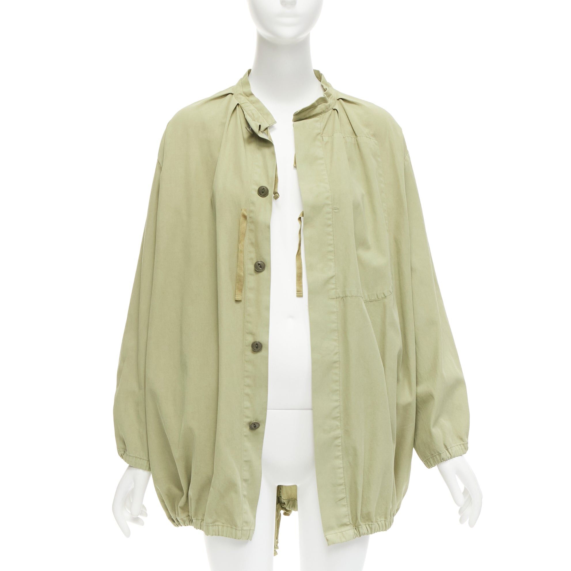 Other TICCA washed green 100% cotton tie collar centre parka jacket Size S / US 4 / IT 40 - 1 Thumbnail
