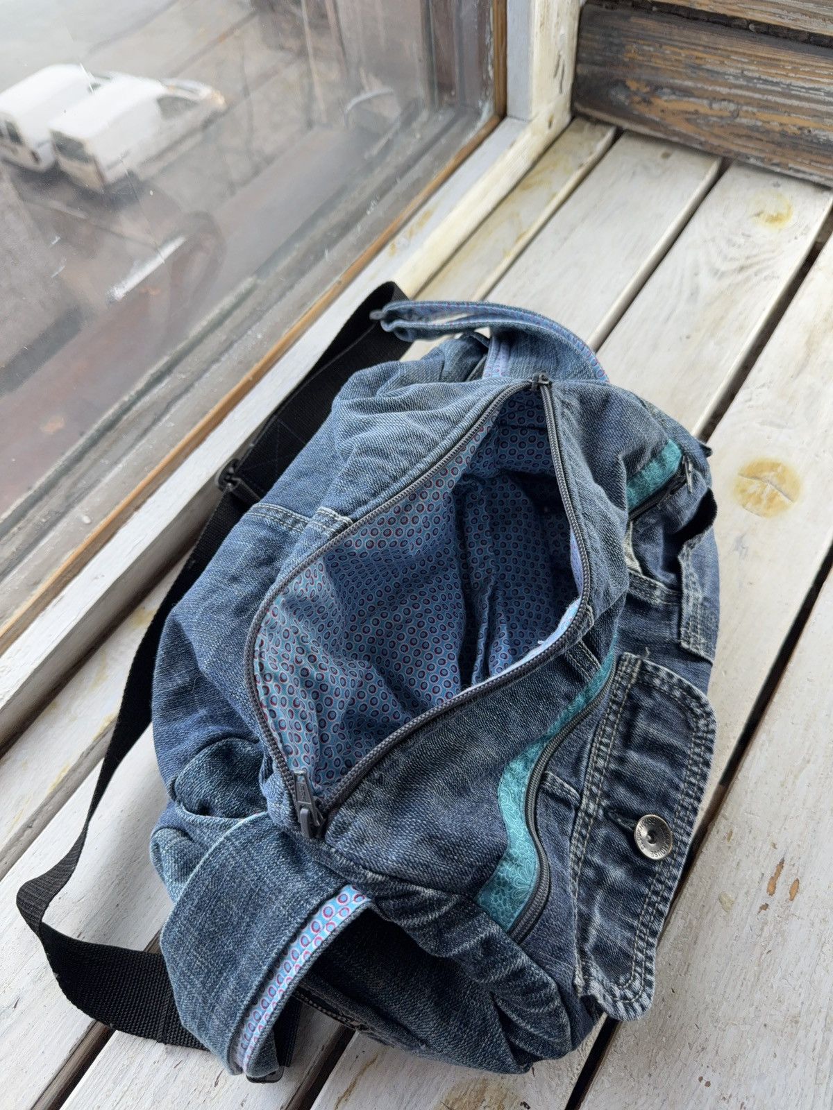 Japanese Brand Denim Avant Garde Shoulder Bag Y2K Vintage Jeans Patchwork Size ONE SIZE - 3 Thumbnail