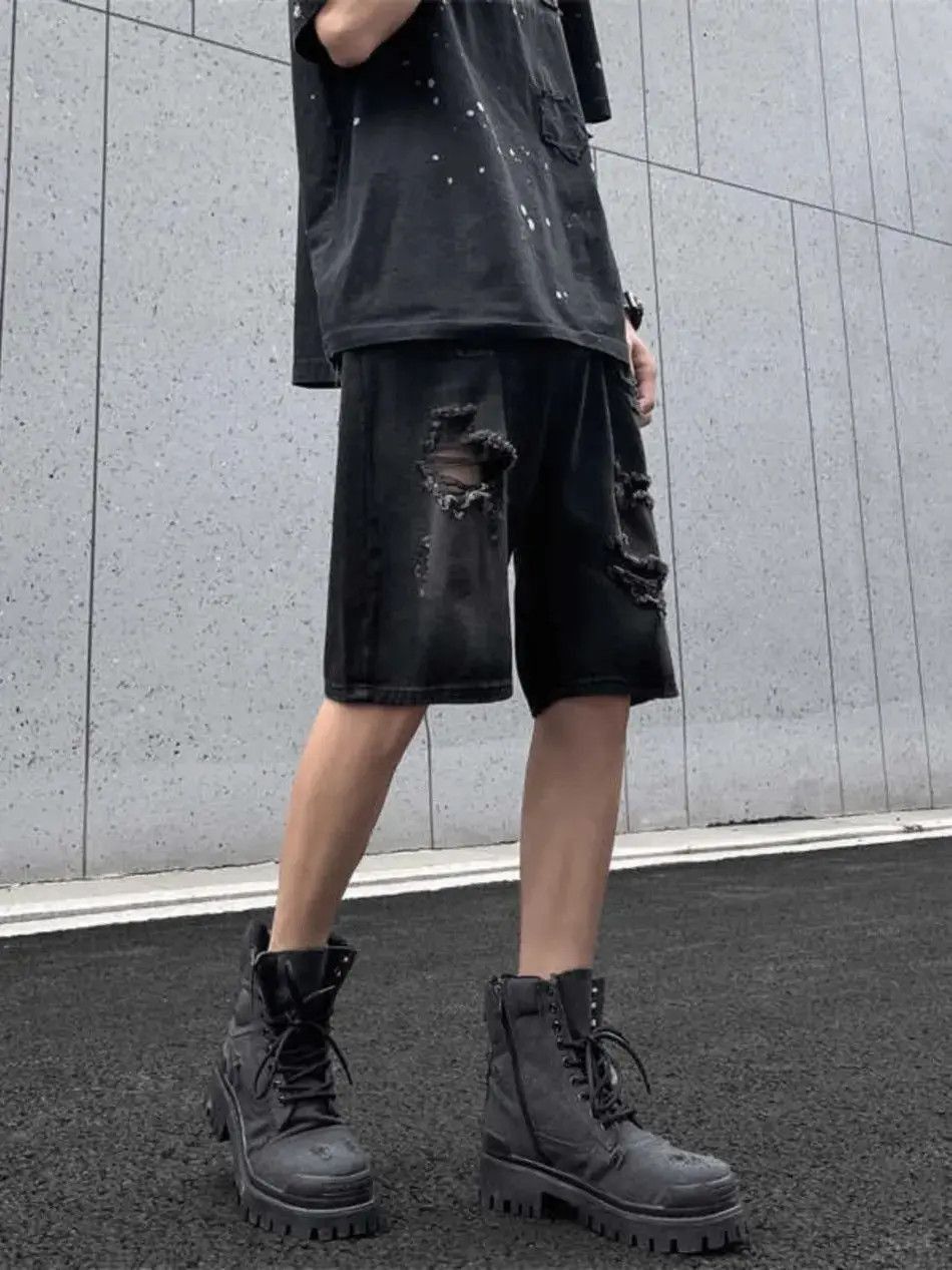 Japanese Brand Loose and versatile casual distressed denim shorts Size US 32 / EU 48 - 4 Thumbnail