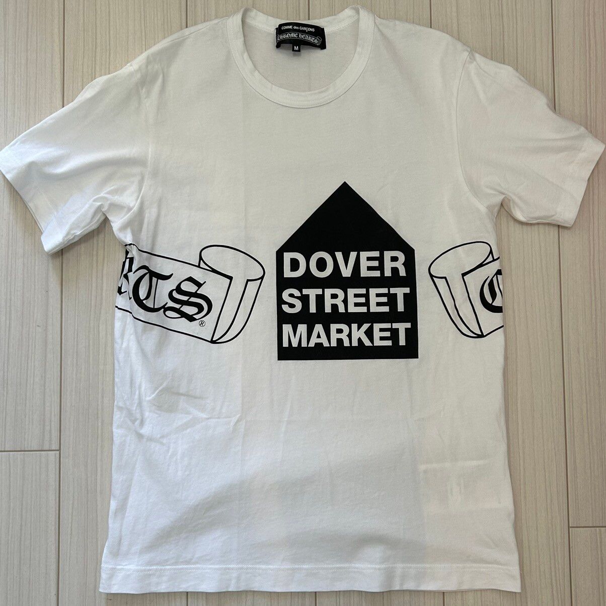 Pre-owned Chrome Hearts X Comme Des Garcons Chrome Hearts X Cdg Dover Street Market Scroll Logo Tee In White