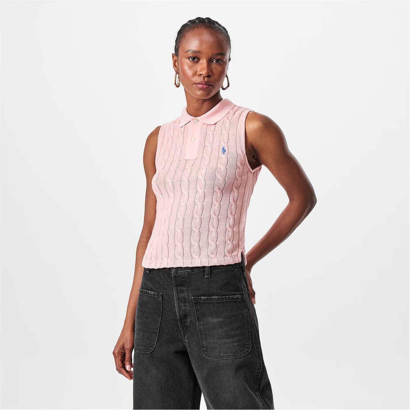 Polo Ralph Lauren o1g2r1mq1025 Polo Sleeveless Polo Sweater in Pink Size L / US 10 / IT 46 - 3 Thumbnail