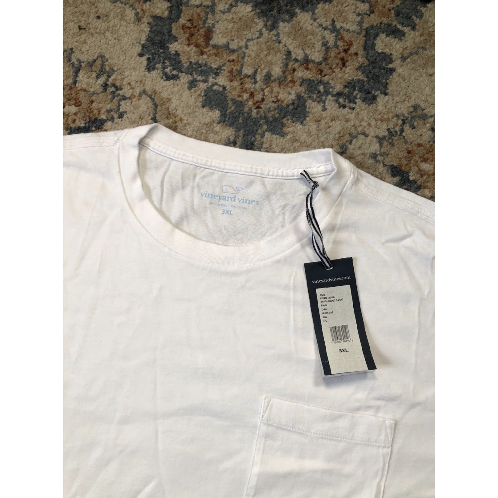 Vineyard Vines Vineyard Vines Mens T-Shirt White Solid Pocket 100% Cotton XXXLCrew Neck Short Sleeve NWT Size US XXL / EU 58 / 5 - 6 Thumbnail