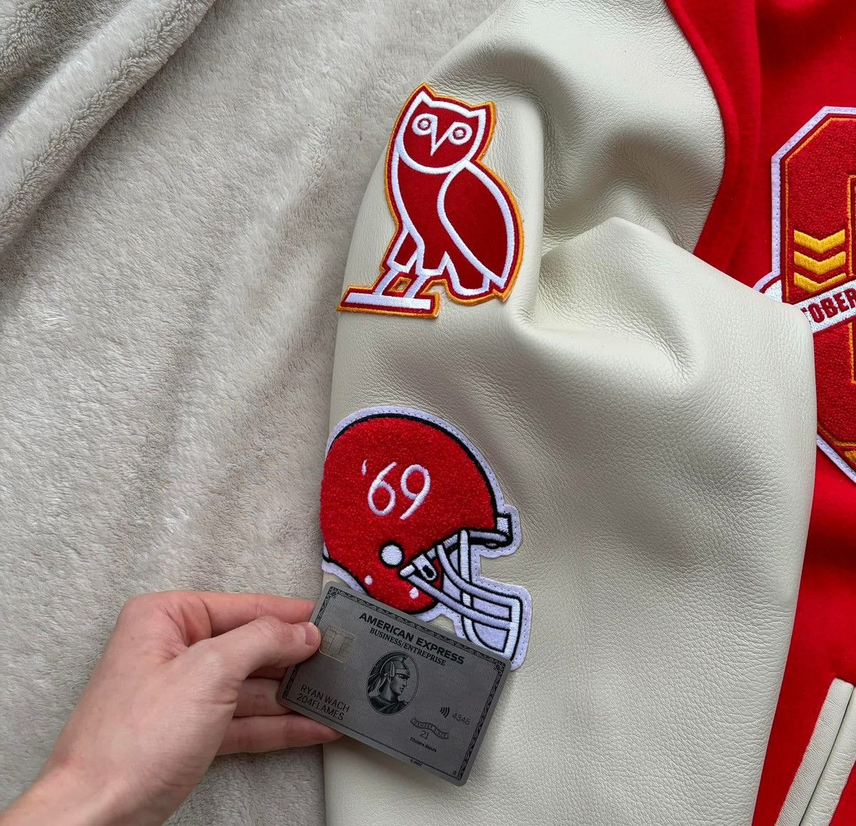 NFL × October's Very Own OVO x NFL Kansas City Chiefs Varsity Jacket Size US L / EU 52-54 / 3 - 4 Thumbnail