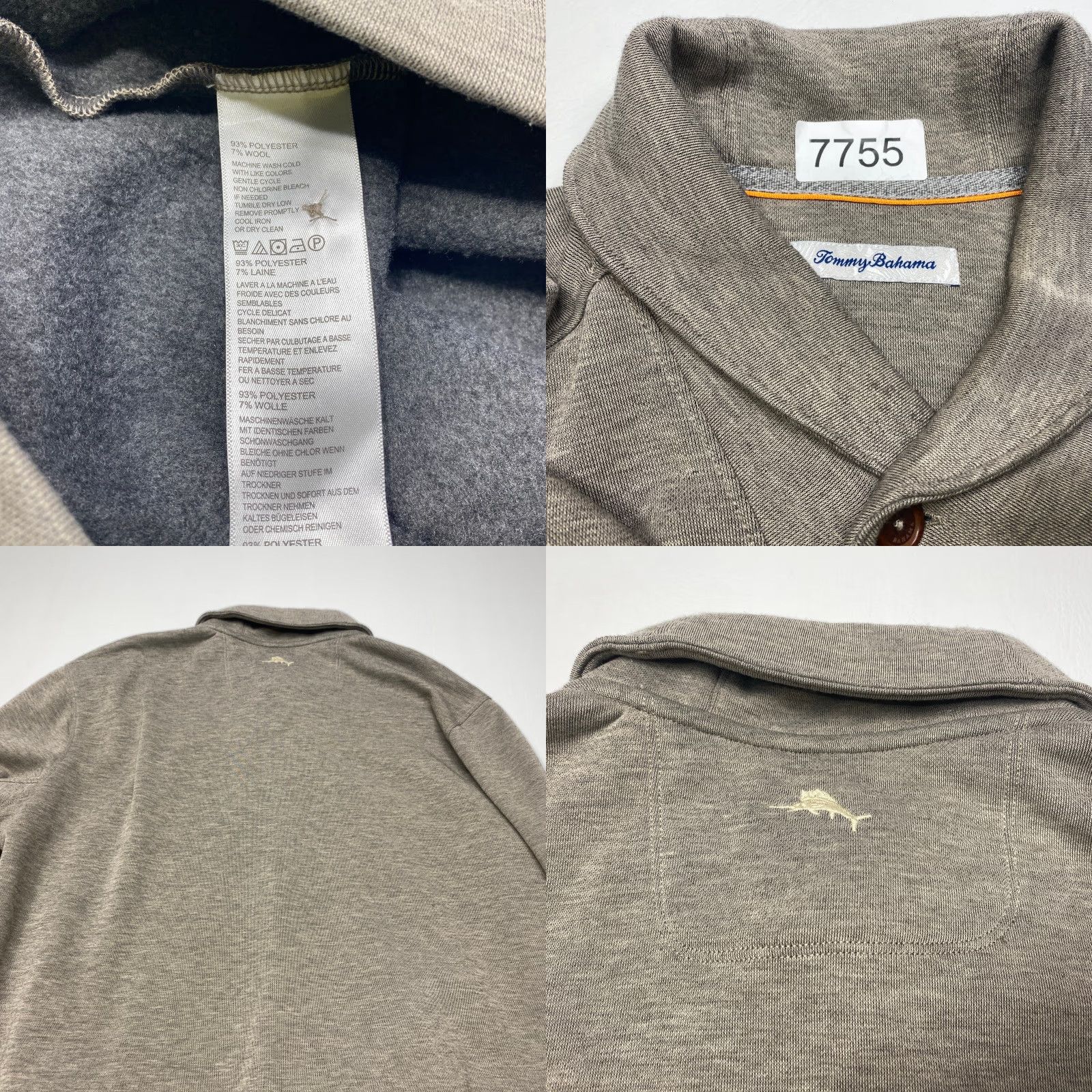 Tommy Bahama Tommy Bahama Sweater Mens XL Two Button Front Long Sleeve Pullover Grey Pockets Size US XL / EU 56 / 4 - 9 Thumbnail