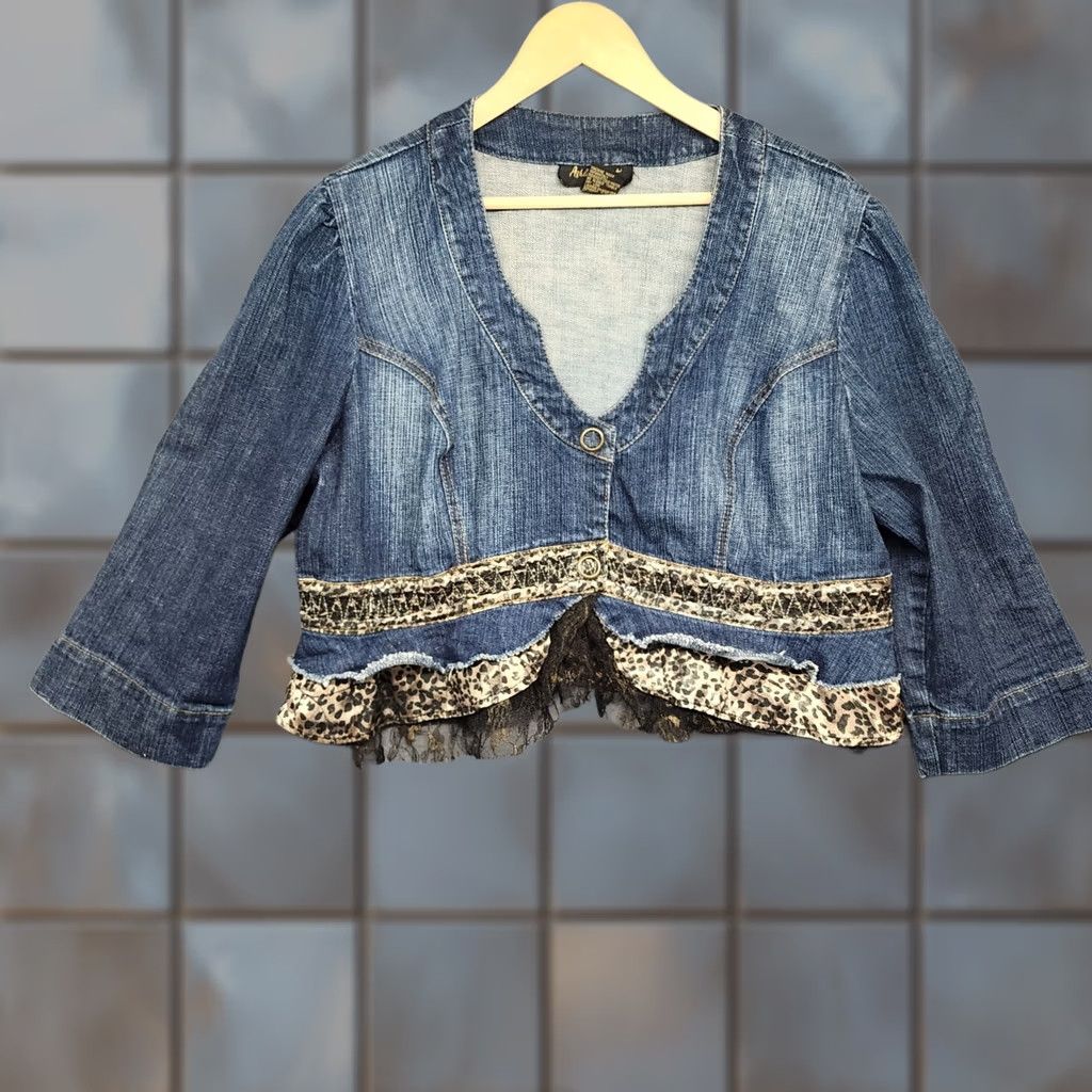 Vintage VINTAGE Ashley Stewart Set Womens 16W Cropped Jeans and Jacket Cheetah Animal Print Vtg Womens Boys? Size 38" / US 16 / IT 52 - 1 Thumbnail