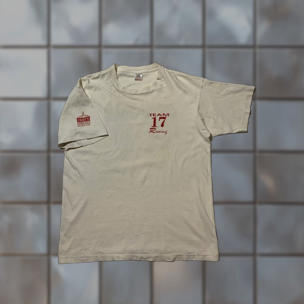 Fruit Of The Loom VINTAGE 90s Billy Bell Colfax Iowa Team 17 Sprint Car Racing Single Stitch T-Shirt XL White Mens Size US XL / EU 56 / 4 - 1 Thumbnail