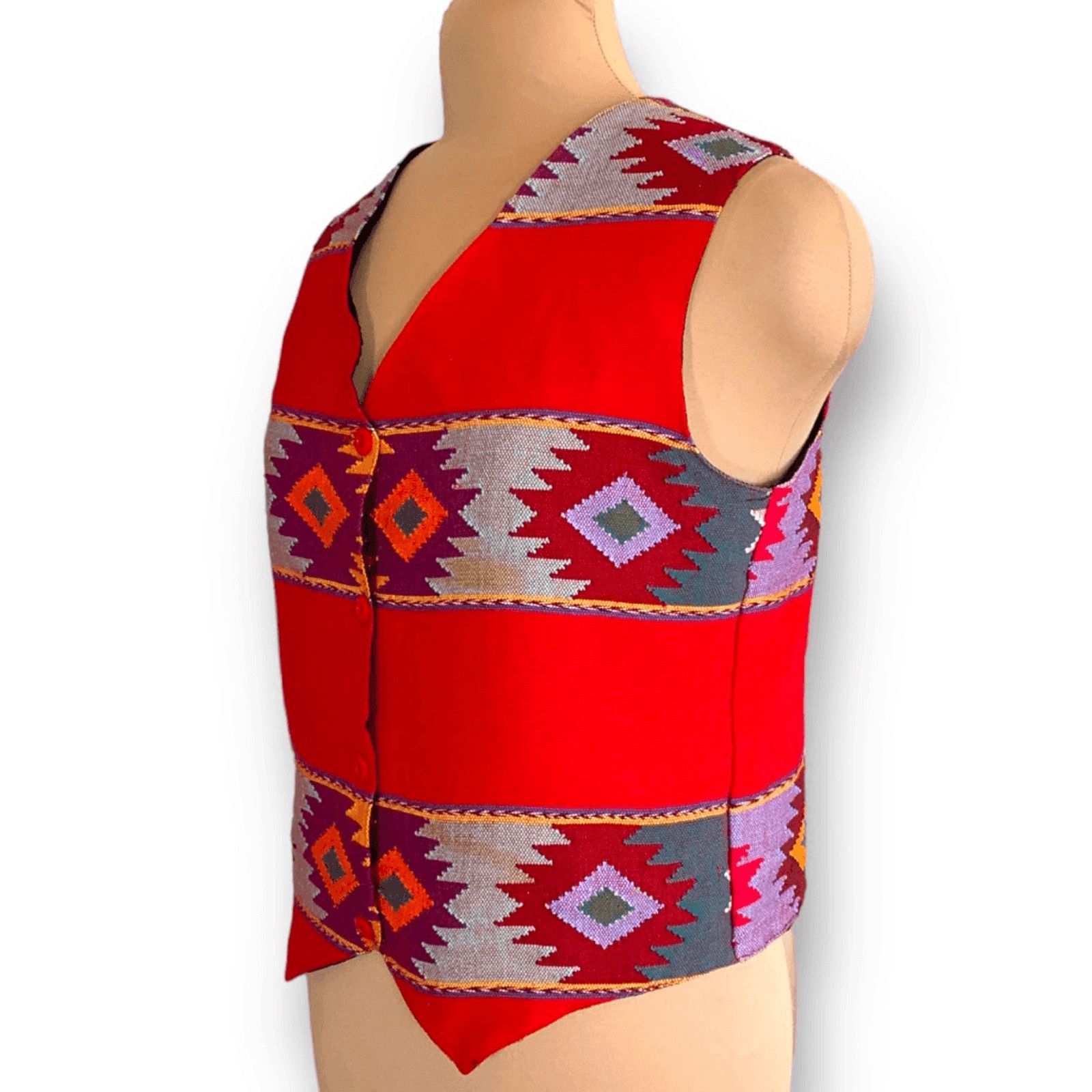 Orvis Vintage Orvis Southwestern Vest Red Geometric Cotton Medium Size M / US 6-8 / IT 42-44 - 4 Thumbnail