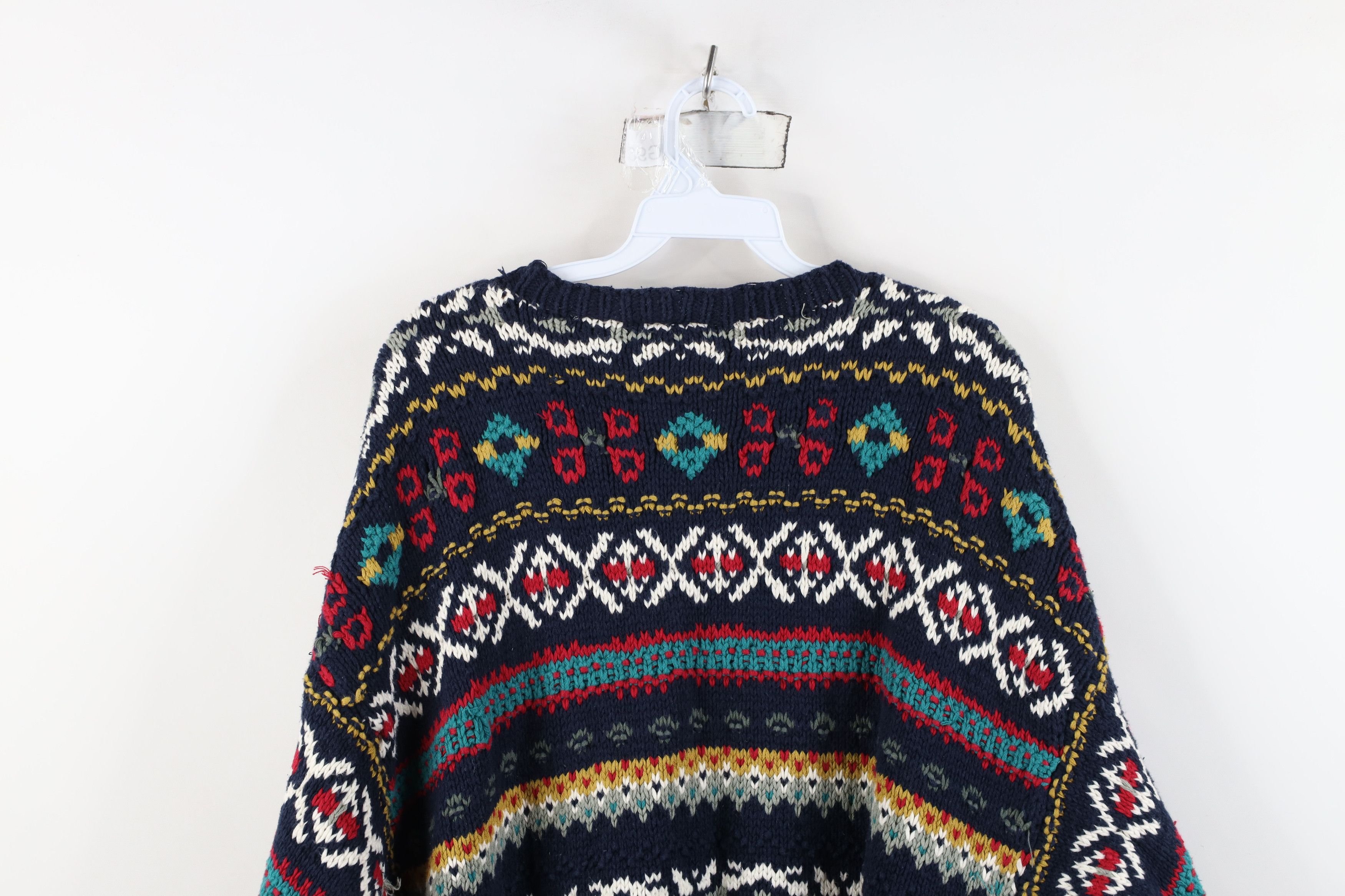 Vintage Vintage 90s Streetwear Rainbow Fair Isle Hand Knit Sweater Size US L / EU 52-54 / 3 - 11 Thumbnail