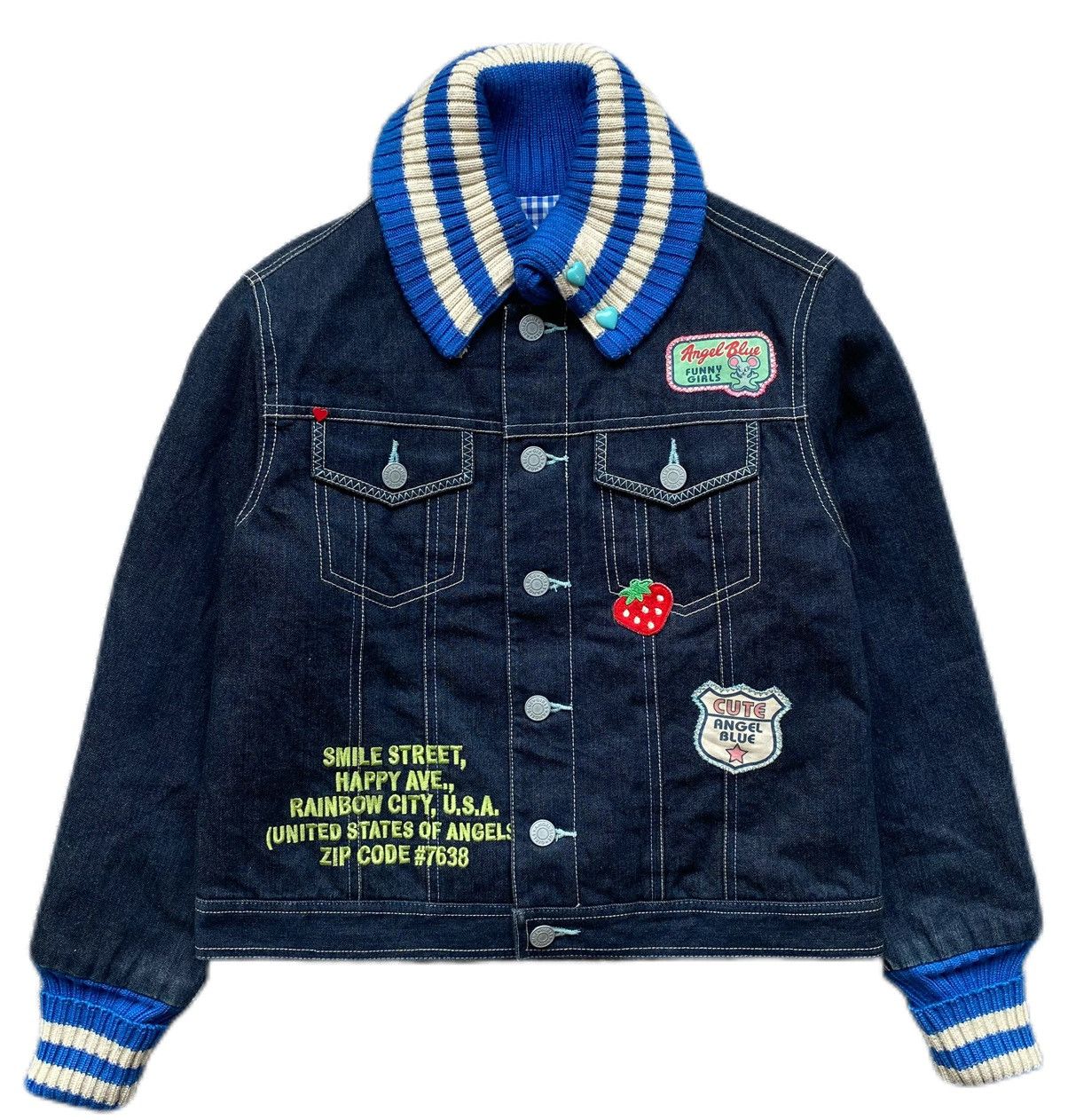Angel Blue × Hysteric Glamour × Japanese Brand Angel Blue 2000s - Hybrid Knitted & Denim Jacket Size M / US 6-8 / IT 42-44 - 2 Thumbnail
