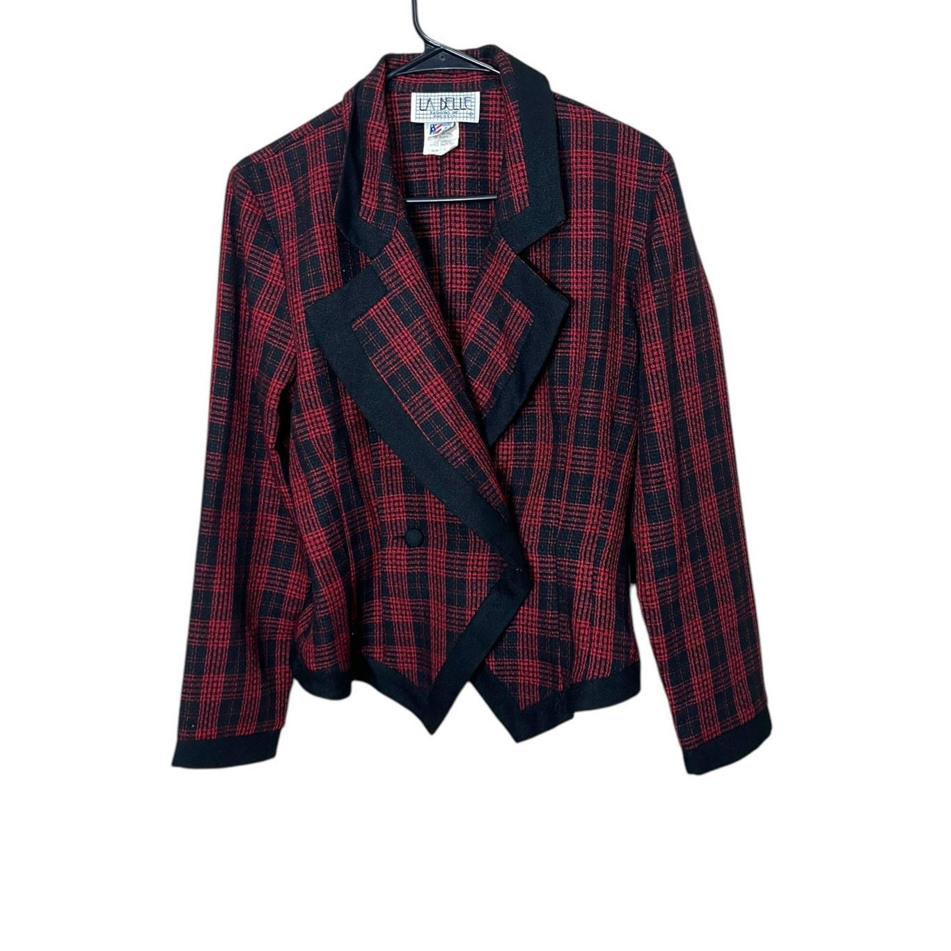 Other Vintage La Belle 80s 90s Red Black Plaid Blazer Size 7 Size M / US 6-8 / IT 42-44 - 2 Thumbnail