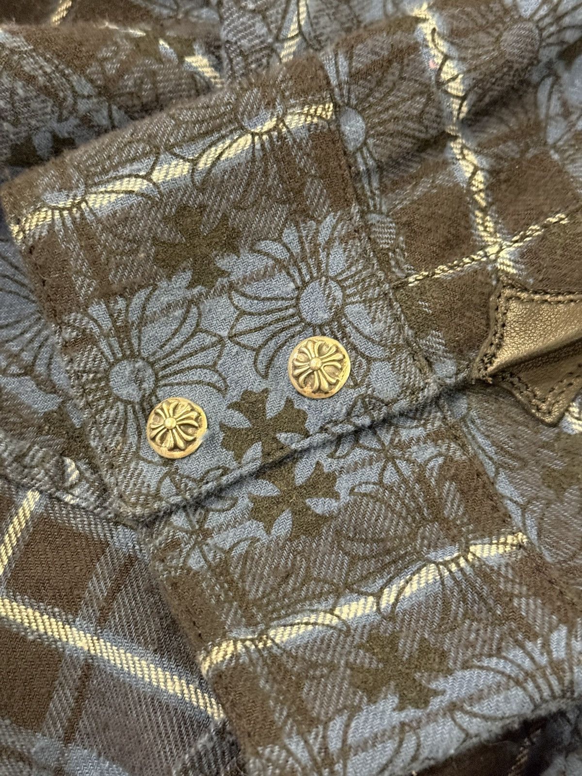 Chrome Hearts Mini Plus Print Blue Loose Ends Cross Patch Flannel Size US XXL / EU 58 / 5 - 12 Thumbnail