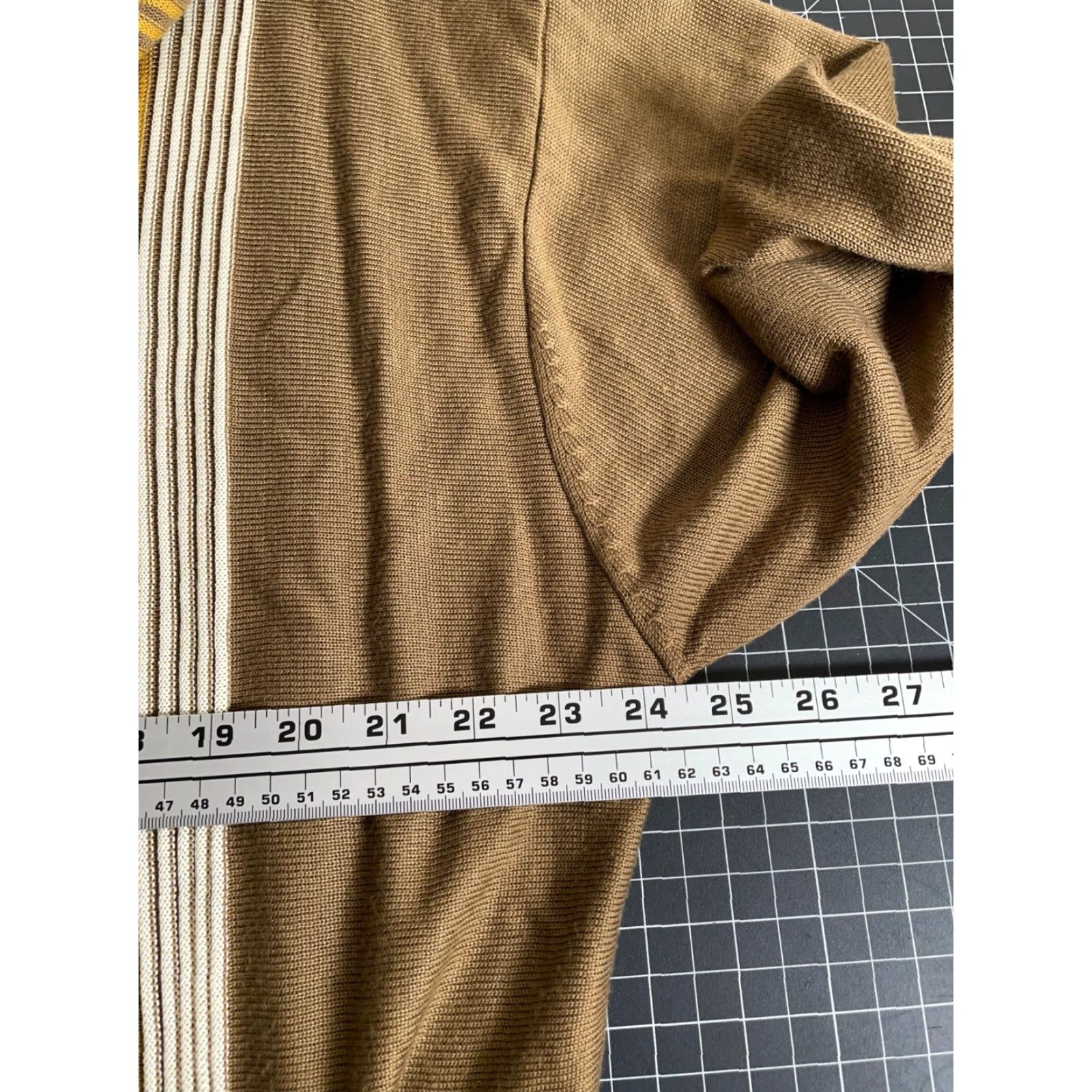 Etro Retro Knit Shirt Adult Big 3X Brown Yellow Stripe Button Up Tony Soprano Kramer Size US XXL / EU 58 / 5 - 5 Thumbnail