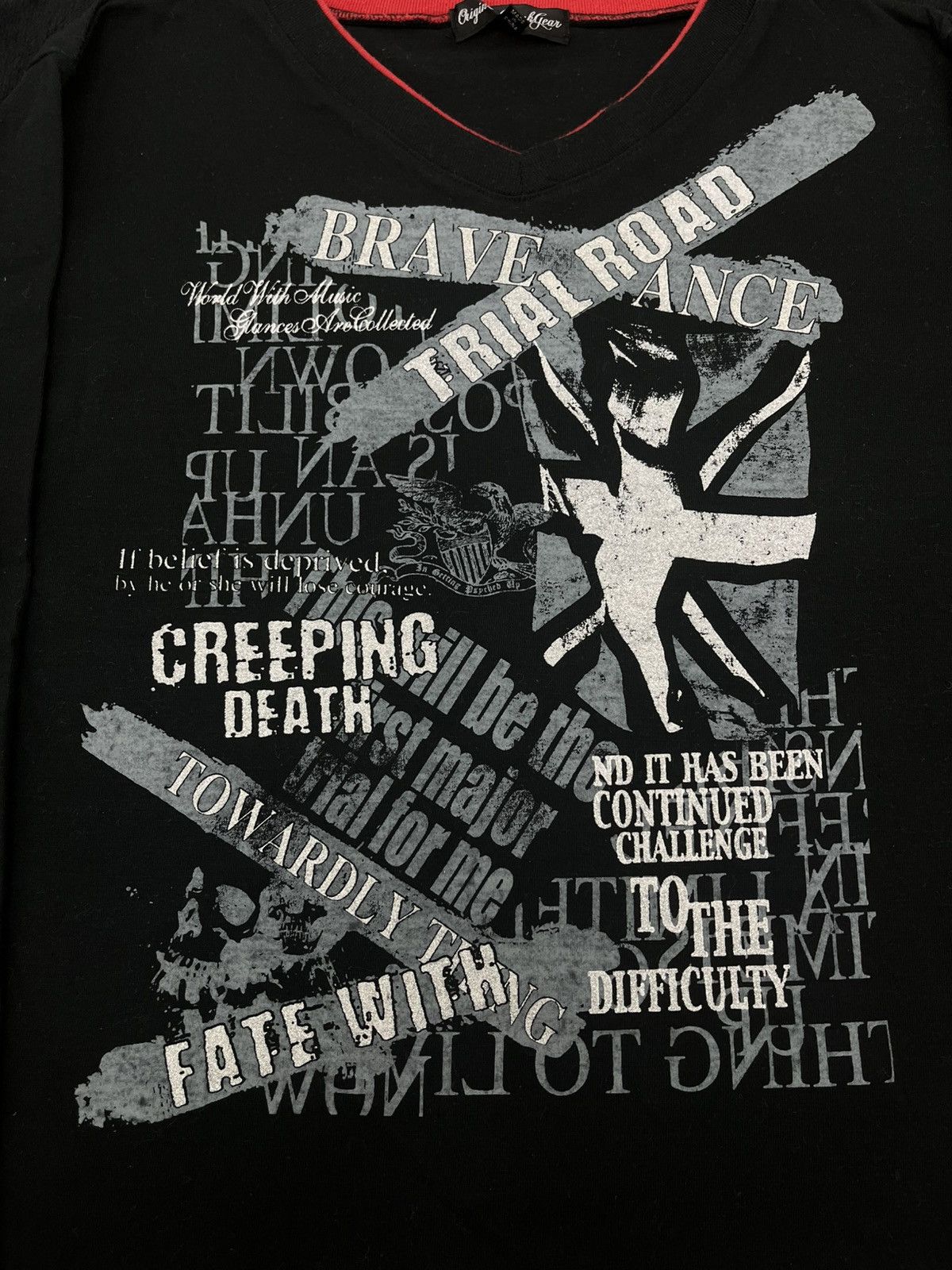 Japanese Brand Archival Japanese Grunge Graphic Longsleeve V-Neck Shirt Size US M / EU 48-50 / 2 - 3 Thumbnail