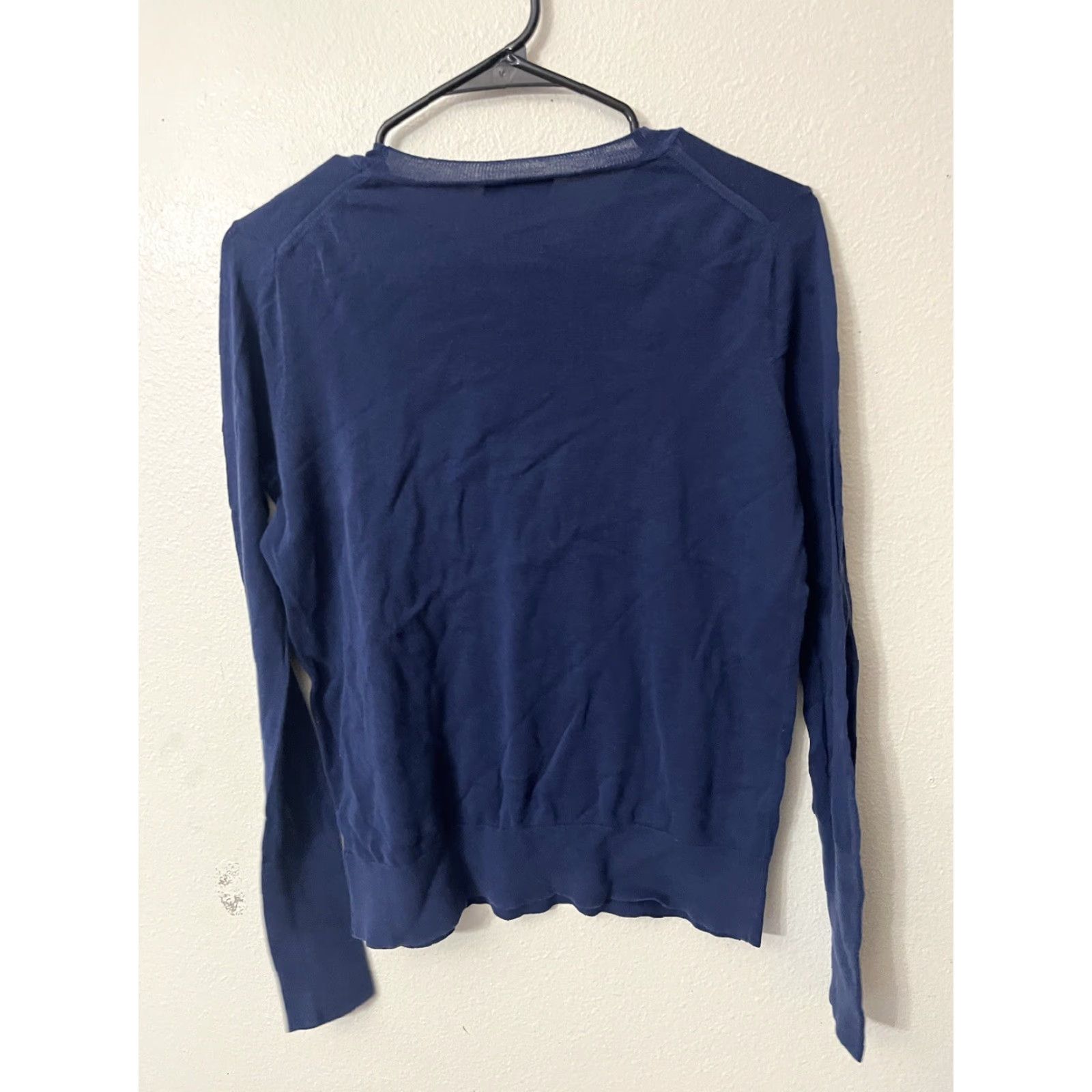 J.Crew J. Crew Shirt Womens S Long Sleeve Blue Lightweight Crew Neck Casual Pullover Knit Cotton Blend Logo All Seasons Regular - Fall Spring Summer Womens Size S / US 4 / IT 40 - 2 Thumbnail