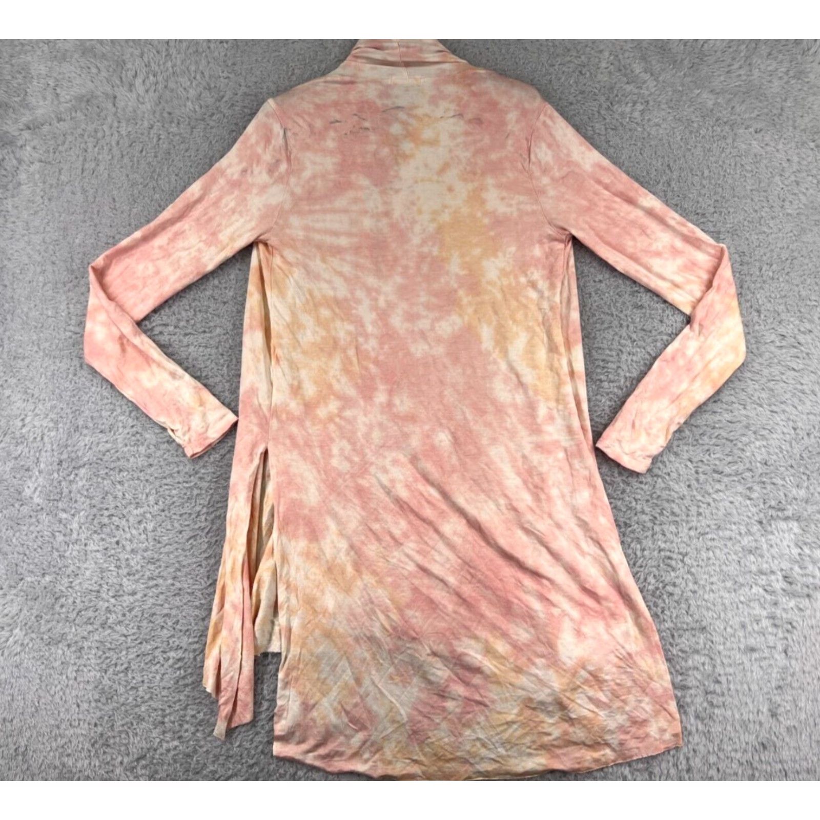Vintage LA Made Sweater Cardigan Womens Small Orange Long Sleeve V-Neck Lightweight Ruffle Jersey Modal Size S / US 4 / IT 40 - 2 Thumbnail
