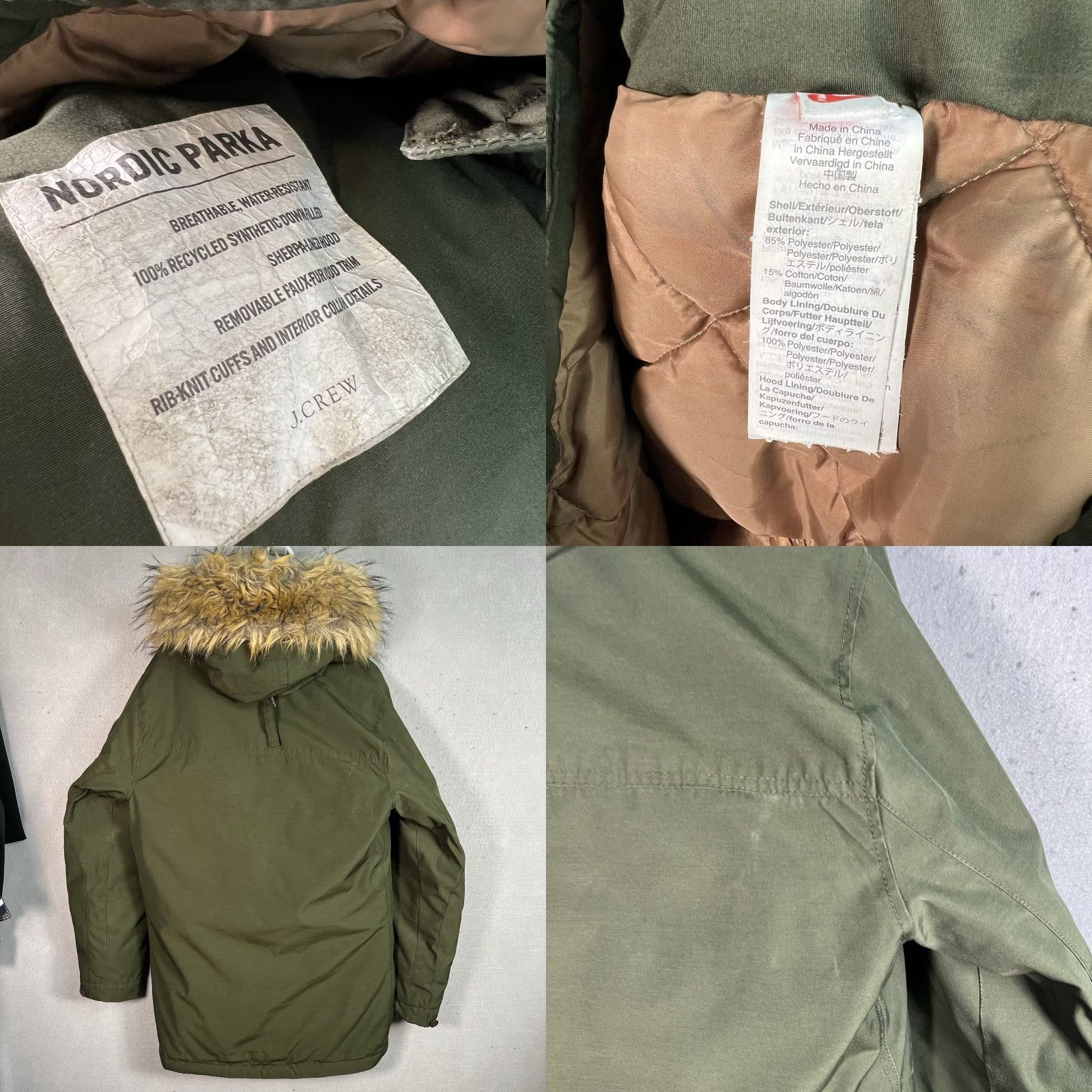 J.Crew VINTAGE J.CREW Nordic Parka Coat Men Small Parka Hooded Dark Olive Green Faux Fur PrimaLoft Size US S / EU 44-46 / 1 - 9 Thumbnail