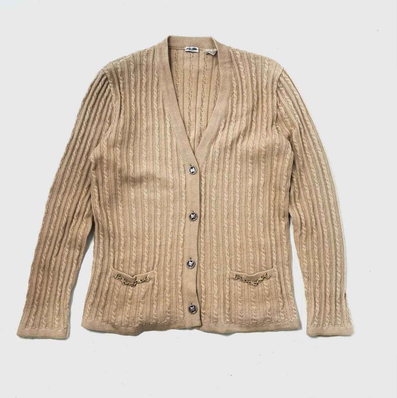 Celine Celine Cable Knit Chain Cardigan Size M / US 6-8 / IT 42-44 - 1 Thumbnail