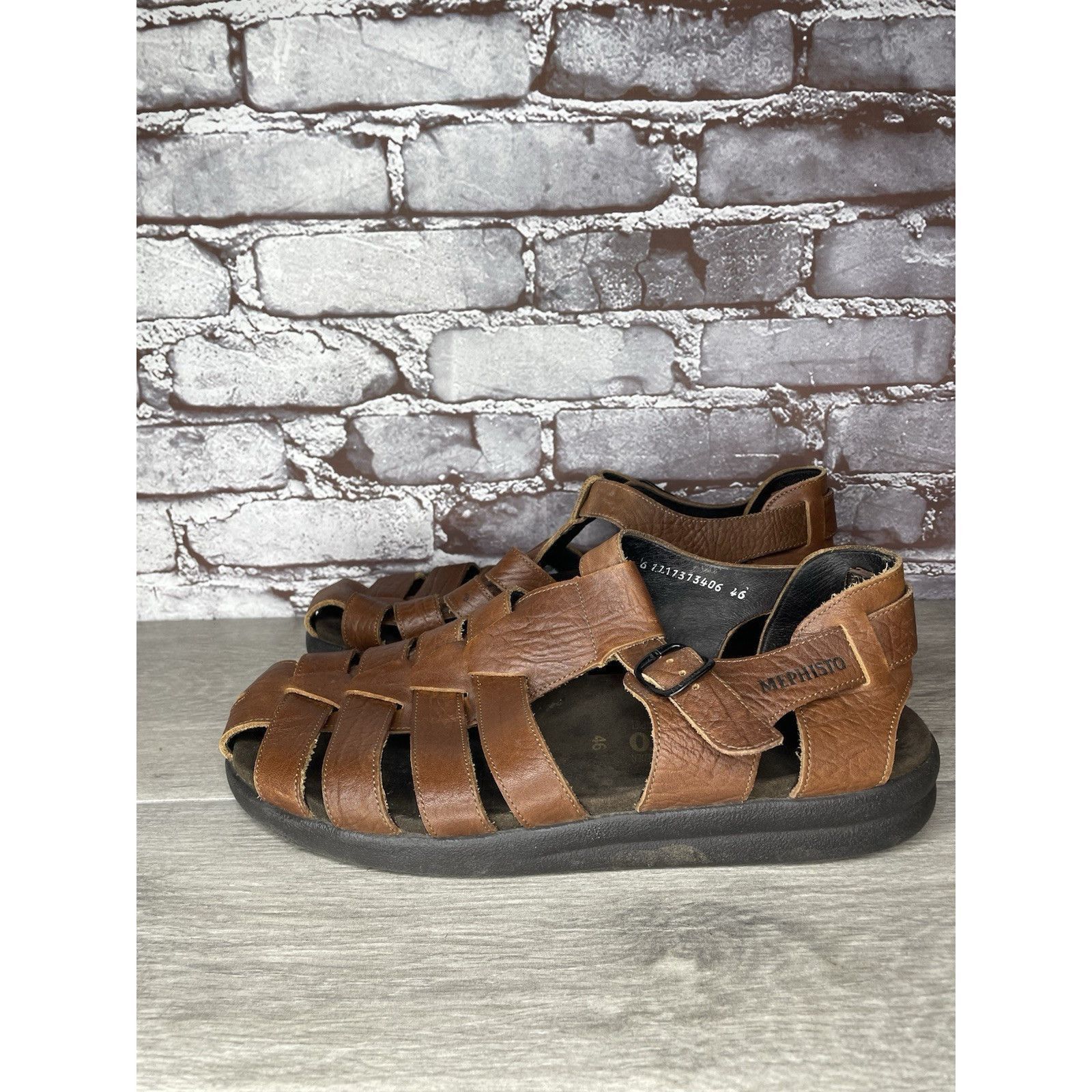 Mephisto MEPHISTO 4x Shock Brown Leather Fisherman Casual Strap Sanda Size US 13 / EU 46 - 1 Thumbnail