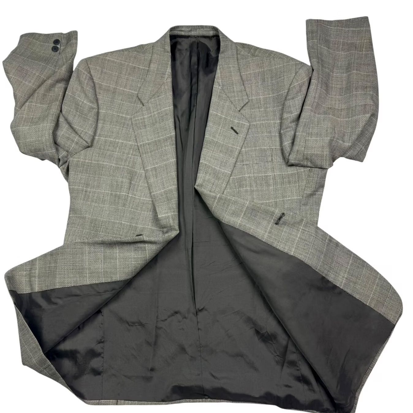 Lubiam Lubiam Men’s Wool 1-Button Blazer Jacket Gray Italy 42 R Blazer Wool Notch 2 Button Sleeves Regular Plaid Mens Size 42R - 3 Thumbnail