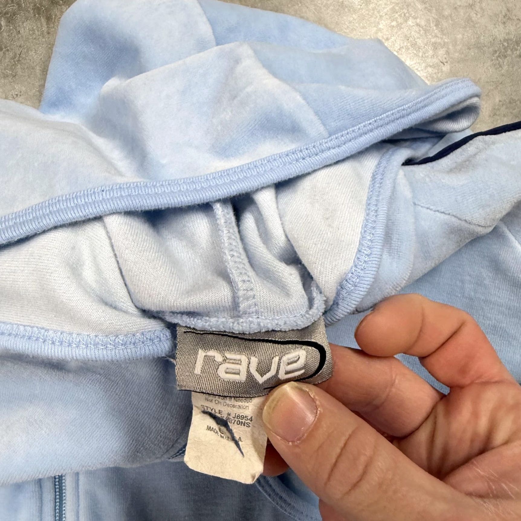 Vintage VINTAGE Rave Hoodie Sweatshirt Juniors Medium Blue Velour Stripe Full Zip Y2K Size M / US 6-8 / IT 42-44 - 5 Thumbnail