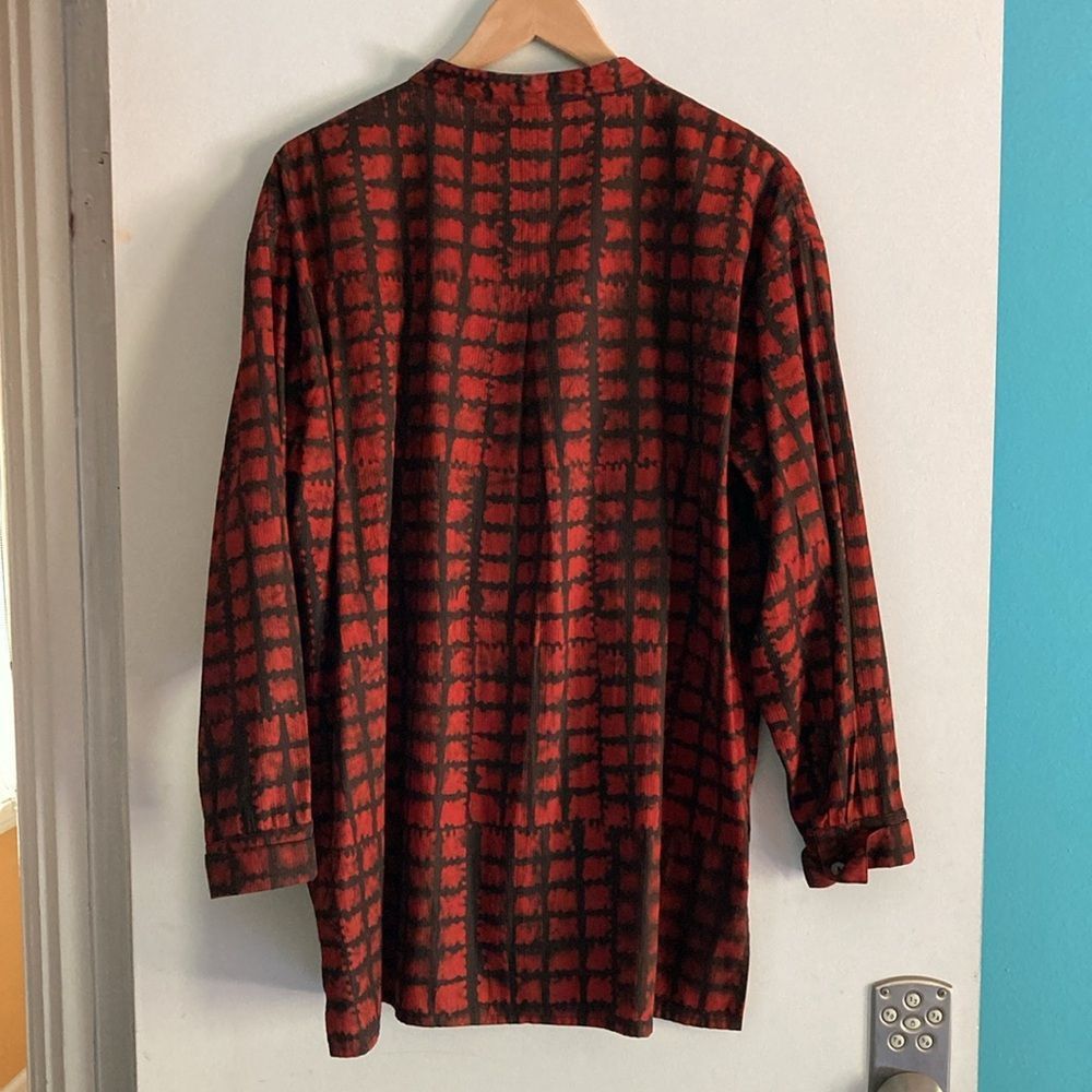 Vintage MIM Made in Marrakesh Cotton Tunic Blouse Red & Black Oversi Size ONE SIZE - 12 Thumbnail