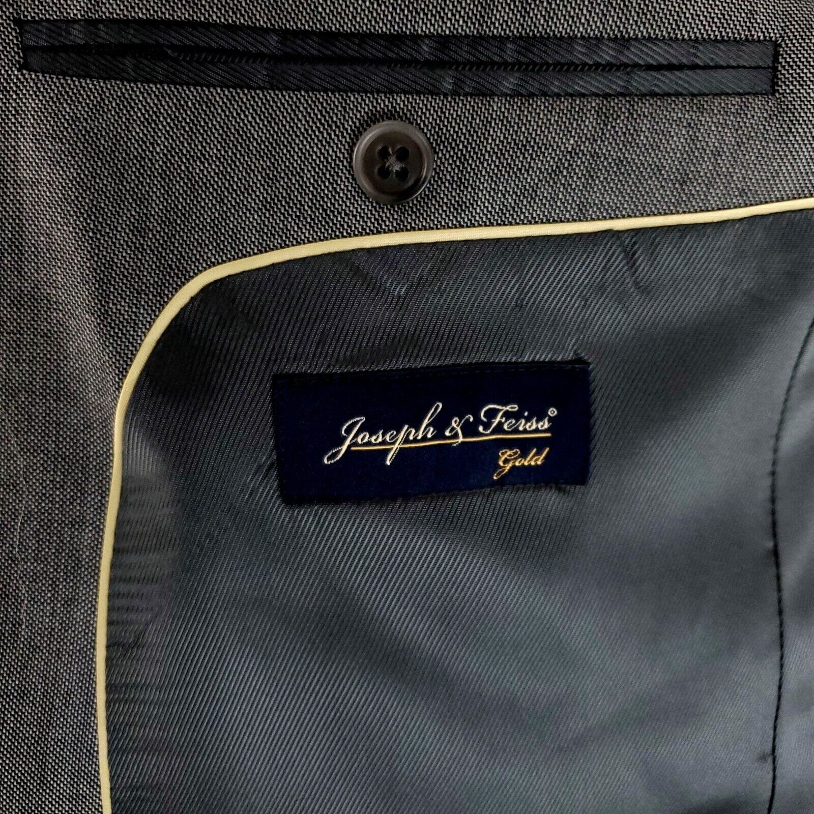Joseph & Feiss Joseph & Feiss Gold Wool 2 Button Blazer 42R Gray Sharkskin Size 42R - 7 Thumbnail