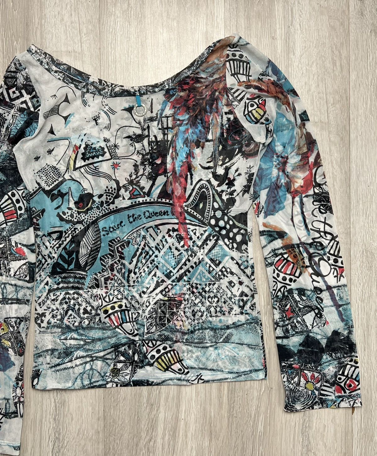 Japanese Brand Save Queen Top Vintage Y2K Women's Mesh Long Sleeve Size M / US 6-8 / IT 42-44 - 6 Thumbnail