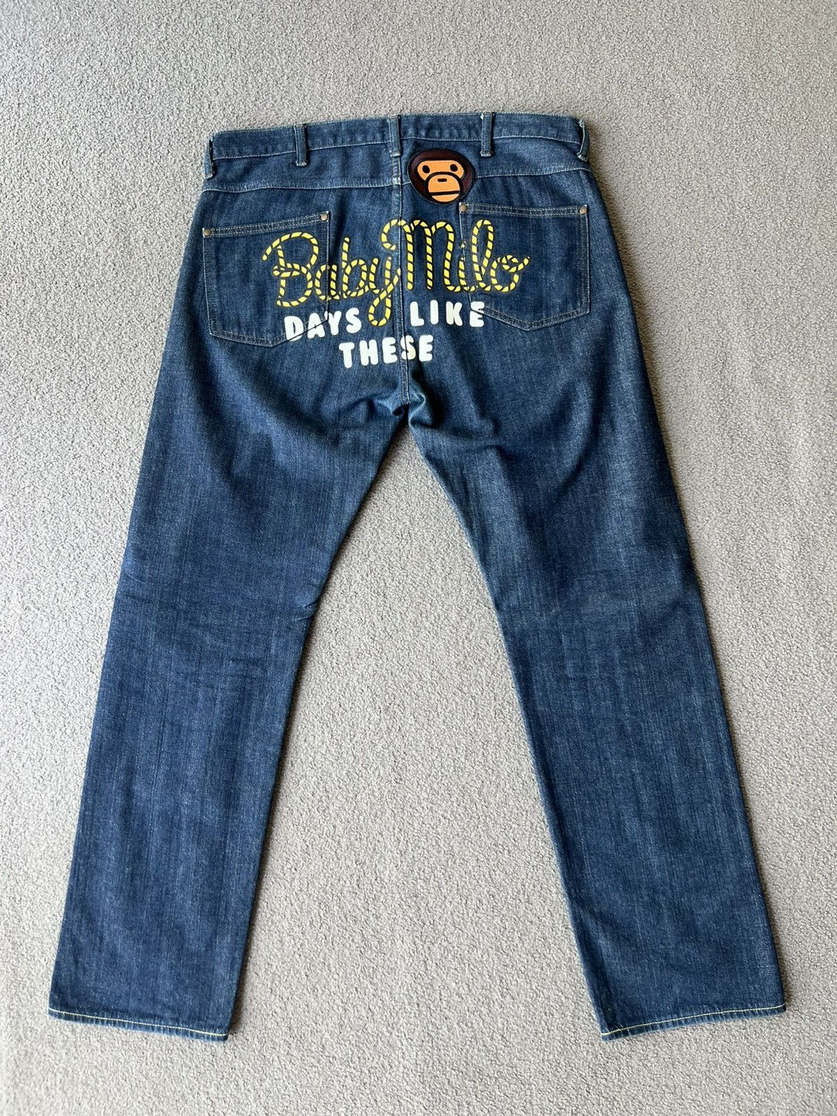 Bape 2013 Bape Baby Milo “Days Like These” Embroidered Jeans Size US 36 / EU 52 - 1 Thumbnail