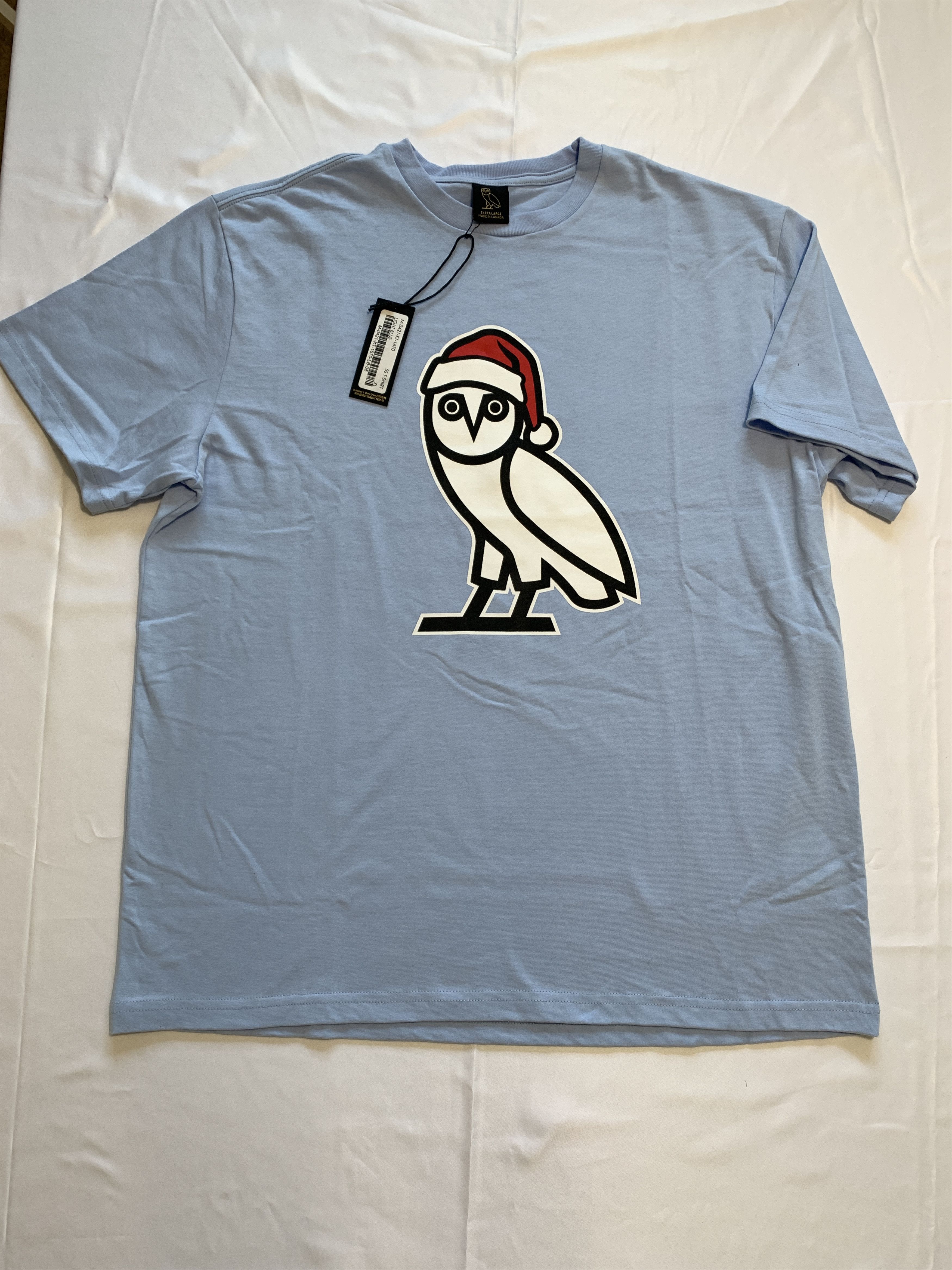 Drake OVO Holiday Santa OG Owl T-shirt Sky Blue Size US XL / EU 56 / 4 - 3 Thumbnail