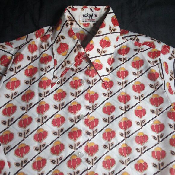 Other Vintage MCM Take 1 Floral Geometric Polyester Disco Shirt Size US S / EU 44-46 / 1 - 1 Thumbnail