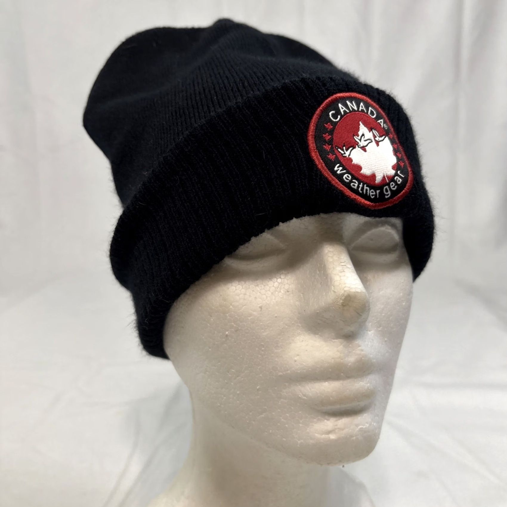 Vintage Canada Weather Gear Beanie Hat Unisex OS Black Knit Cuffed Lined Lightweight Breathable Packable Outdoor Holiday Mens Womens Boys Girls Size ONE SIZE - 2 Thumbnail
