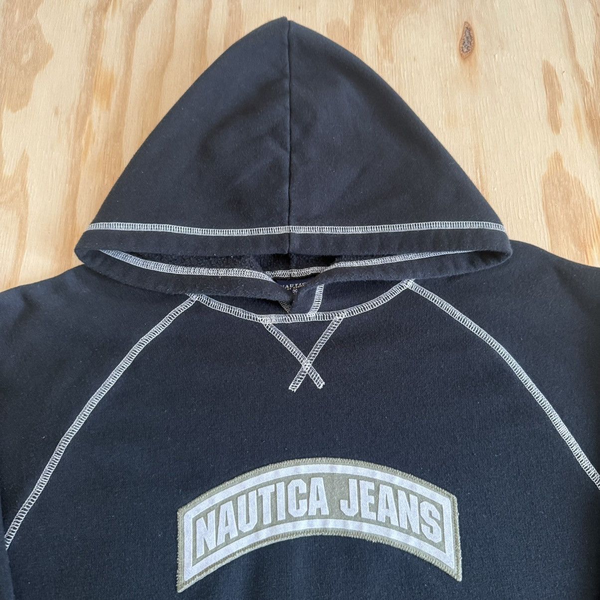 Nautica Vintage Nautica Jeans Hoodie Black Spell Out Pullover Mens Size US L / EU 52-54 / 3 - 3 Thumbnail