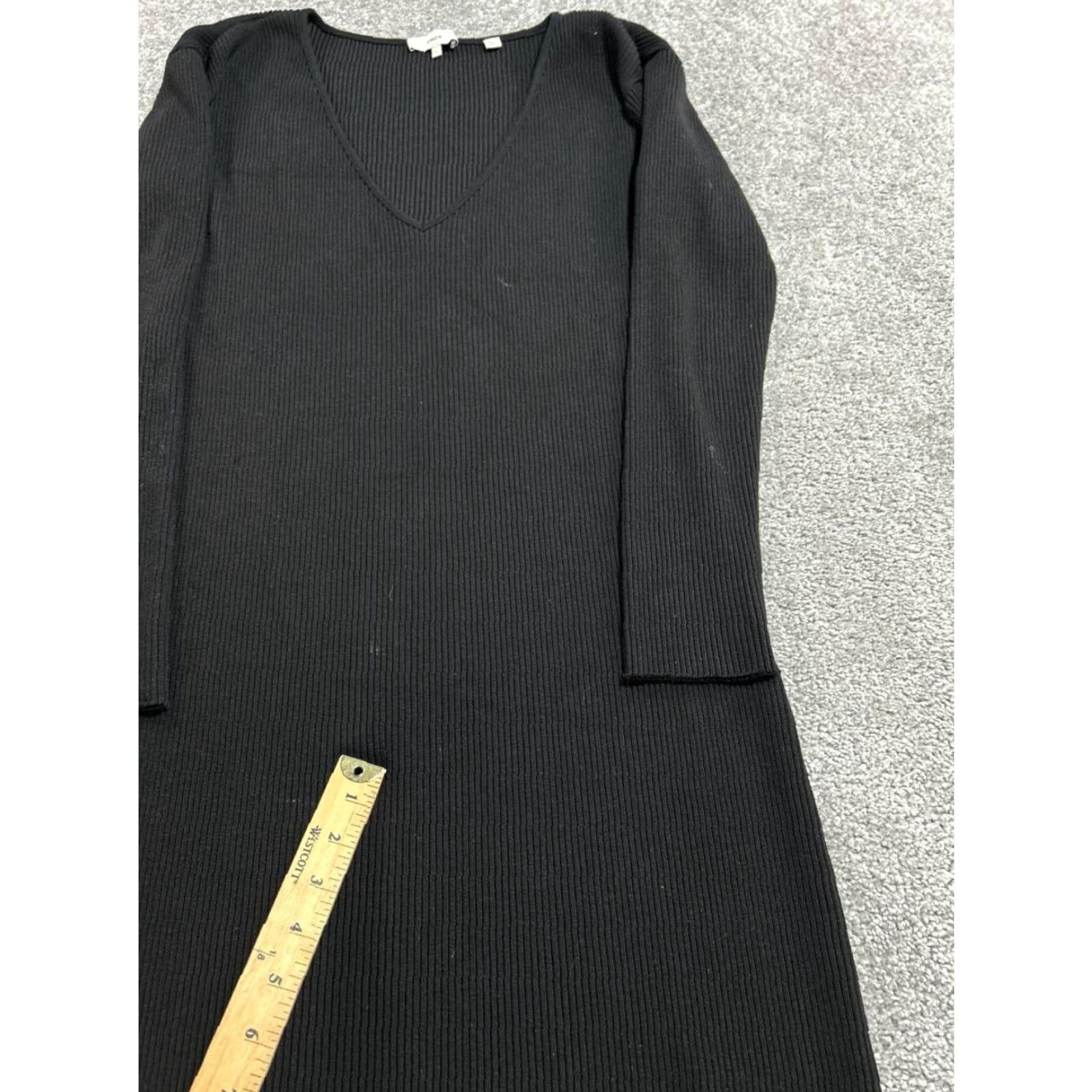 Vince Vince Sweater Dress Womens Large Black Cotton Blend Midi Dress Size L / US 10 / IT 46 - 6 Thumbnail