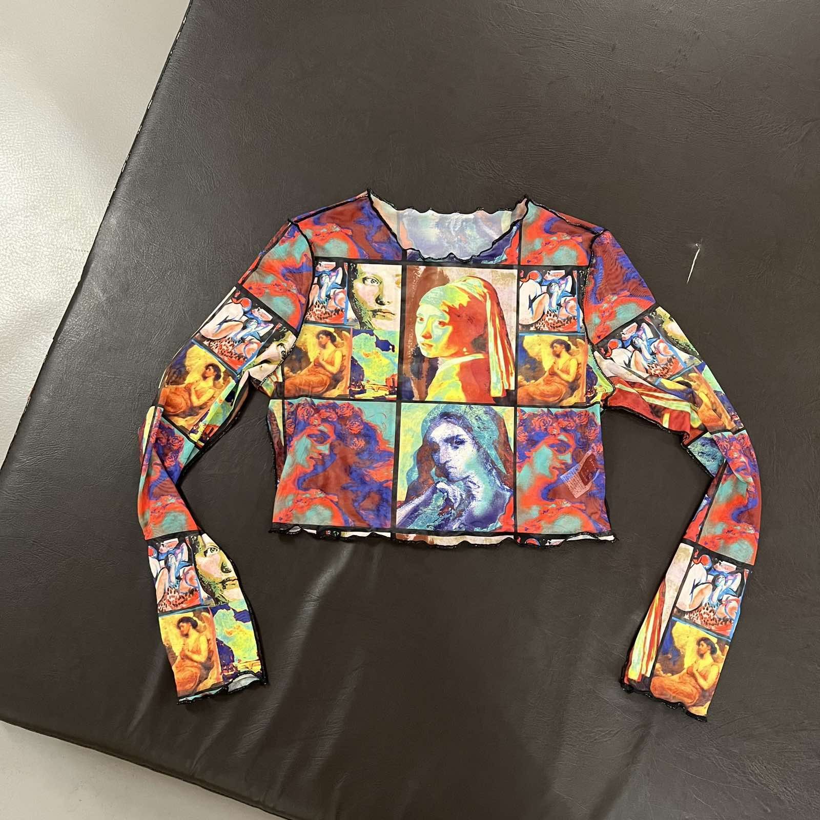 Japanese Brand Art mesh multicolor avant-garde longsleeve Sz S Size S / US 4 / IT 40 - 1 Thumbnail