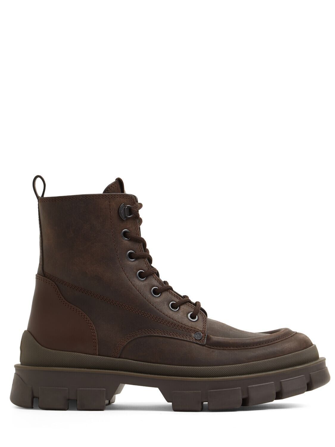 MONCLER Hevea $950 Men's Brown Leather Boots New & Authentic