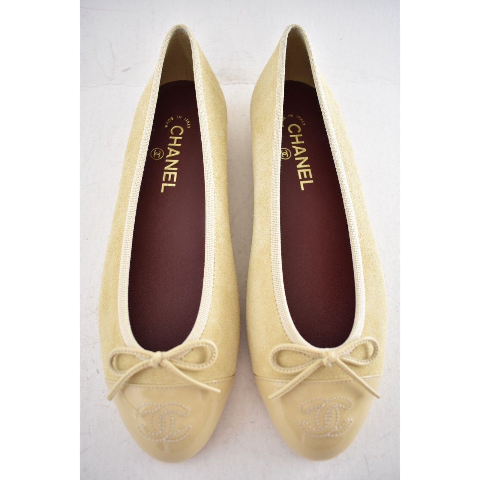 Chanel Chanel Beige Suede Patent Leather Ballet Flat 39.5 Size US 8.5 / IT 38.5 - 13 Thumbnail