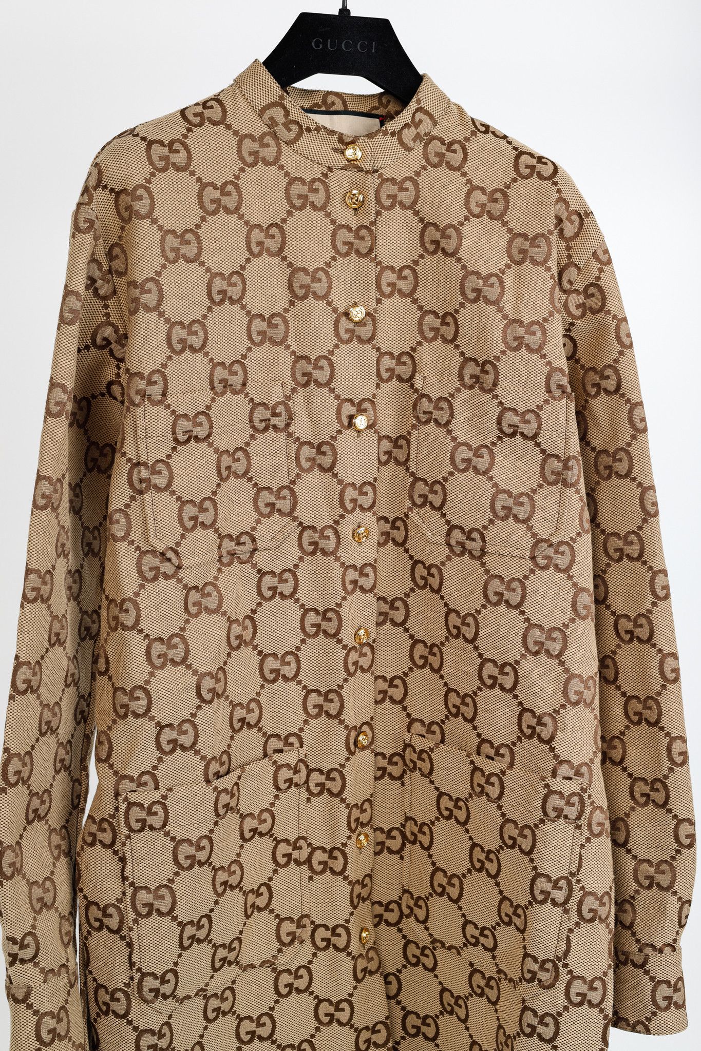 Gucci Gucci Camel Ebony Maxi GG Canvas Utility Shirt Size XS / US 0-2 / IT 36-38 - 3 Thumbnail