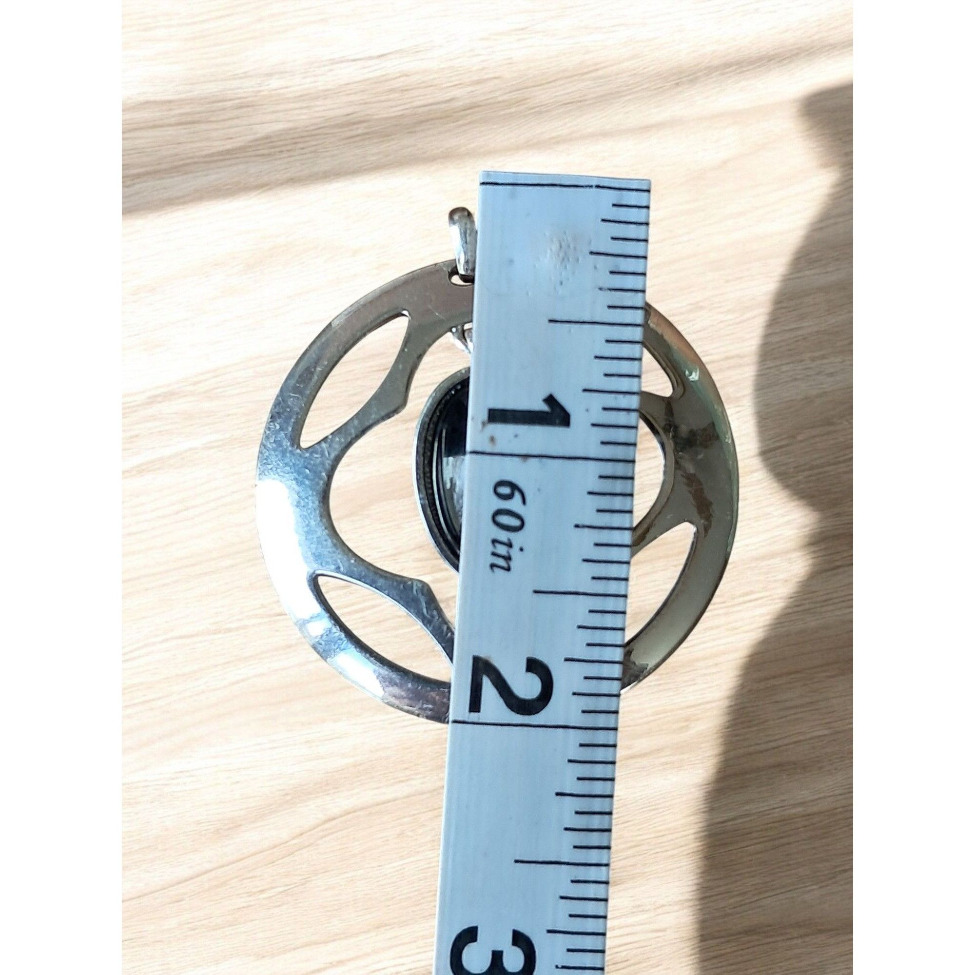 Other Silver Tone Circle with Black Cabochon Pendant Size ONE SIZE - 4 Thumbnail