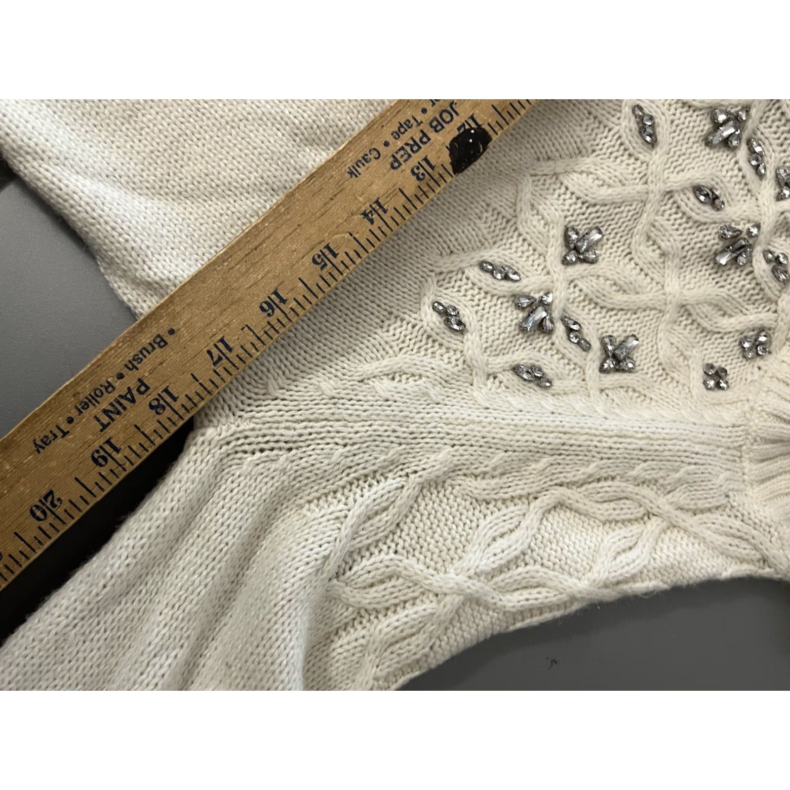 Vintage New York & Company White Cable-Knit Turtleneck Sweater - Medium Acrylic Blend, Pullover, Women, Knit, White, M, Classic Crew Neck, beauty Size M / US 6-8 / IT 42-44 - 5 Thumbnail