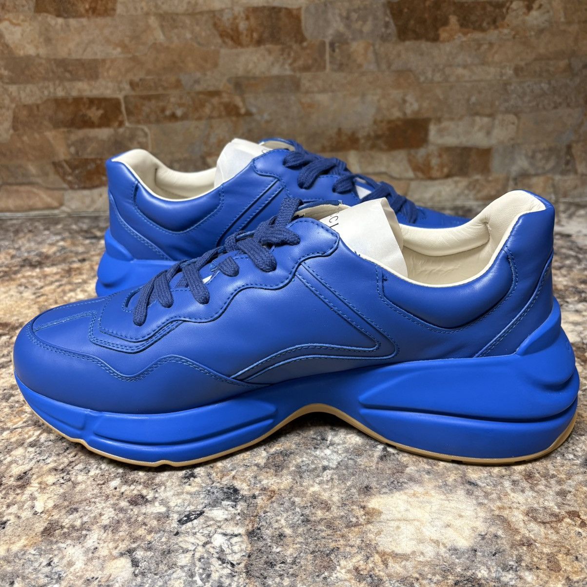 Gucci Gucci Rython Hawaii Blue Leather Sneakers Size 9 Size US 9 / EU 42 - 7 Thumbnail