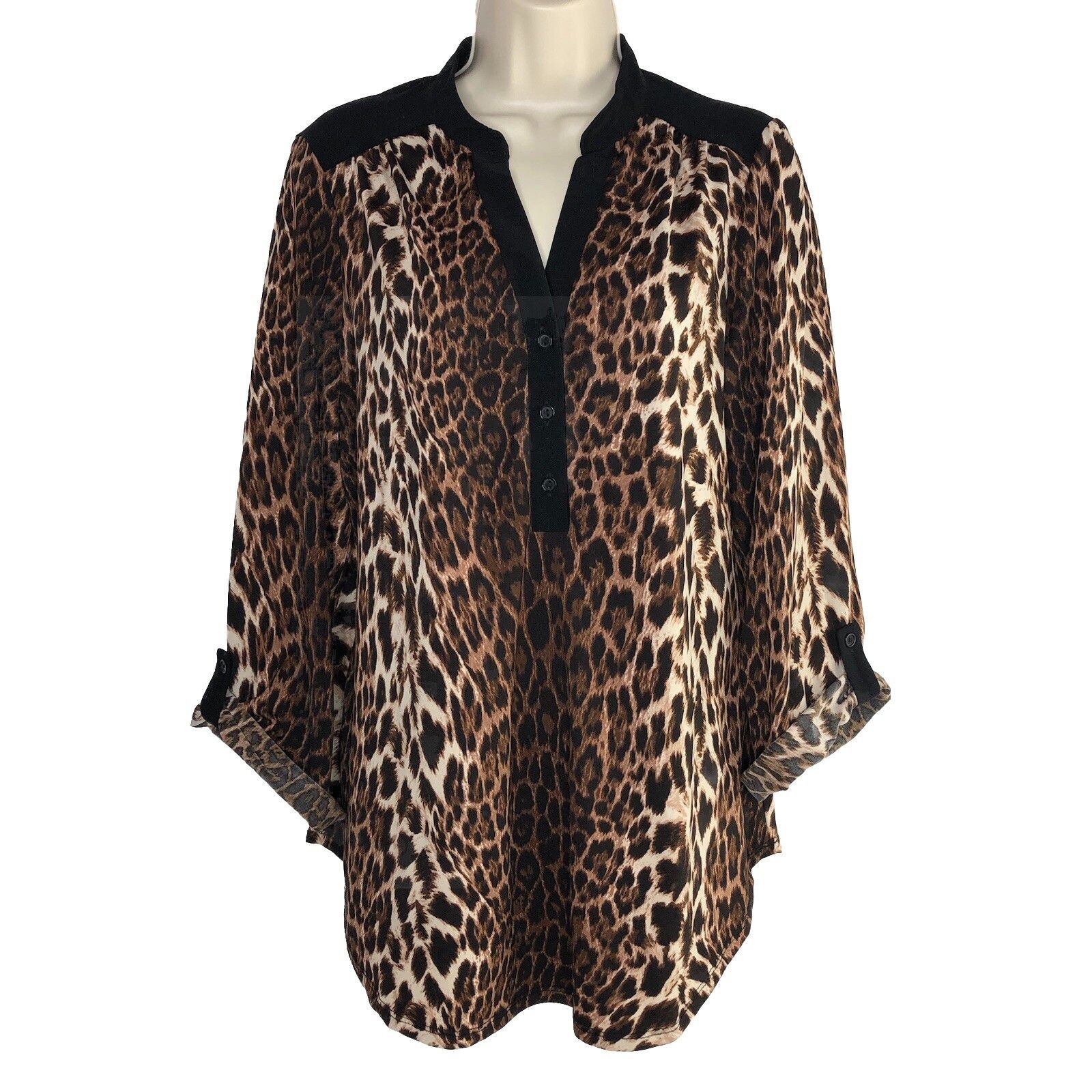 Other PerSeption Concept Womens Black Leopard Print Shirt XL Size XL / US 12-14 / IT 48-50 - 1 Thumbnail