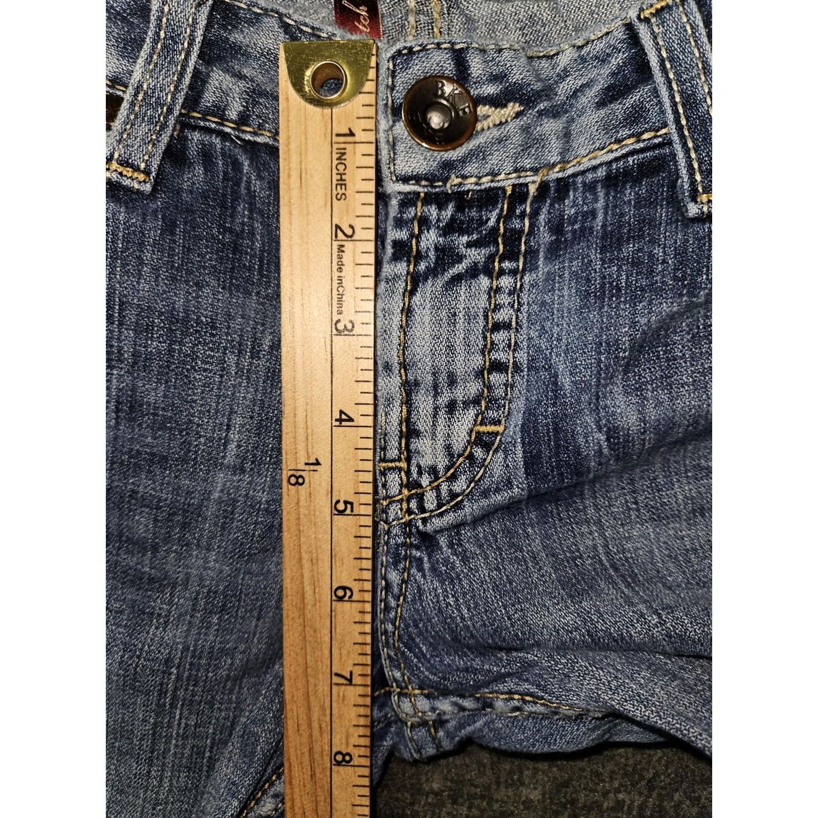 BKE VINTAGE? No. Madison Jeans Womens 29x33.5 Distressed Bootcut Denim Medium Wash BKE Size 29" - 6 Thumbnail