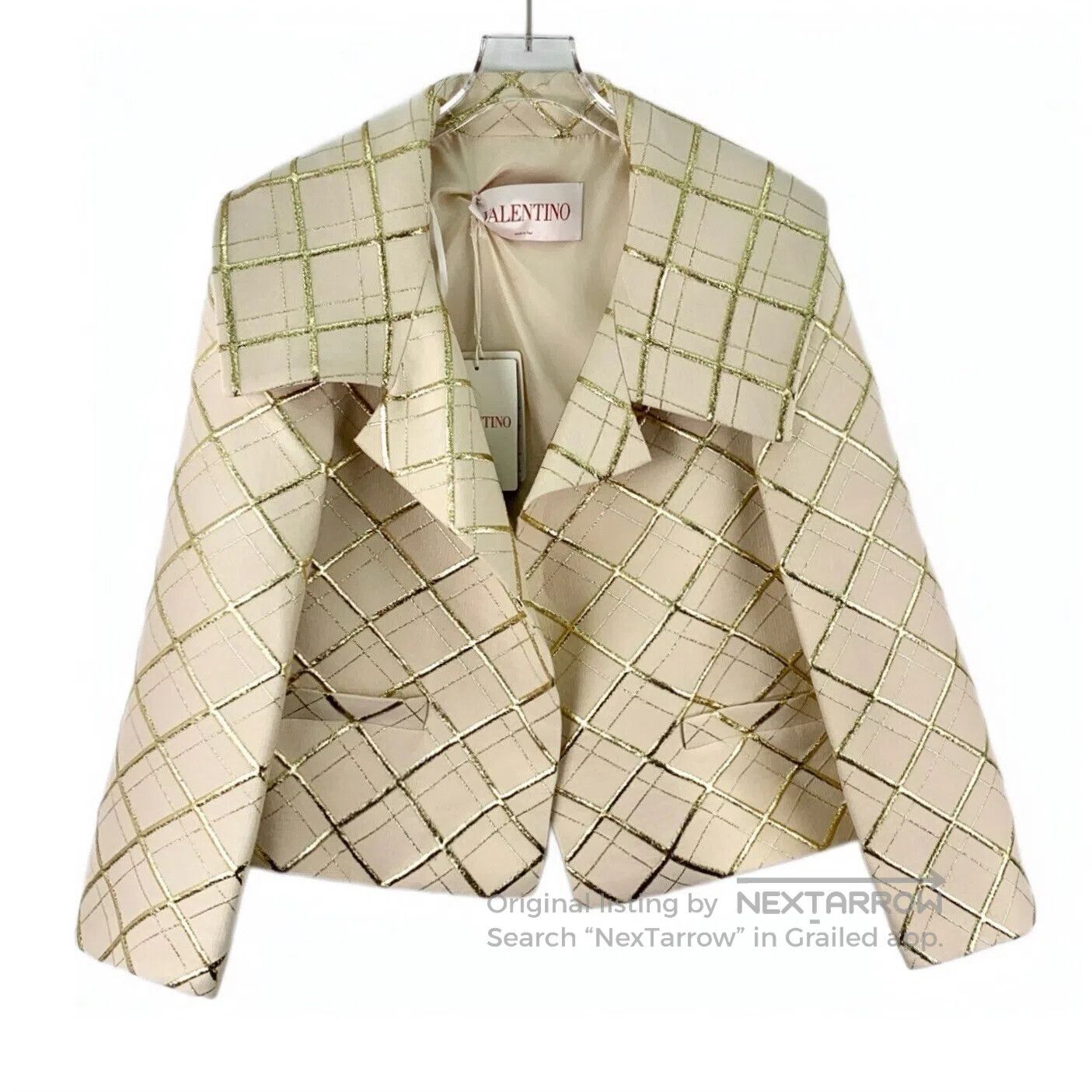 Valentino Valentino Light Yellow Diamond Metallic Wool Collar Long S Size M / US 6-8 / IT 42-44 - 1 Thumbnail
