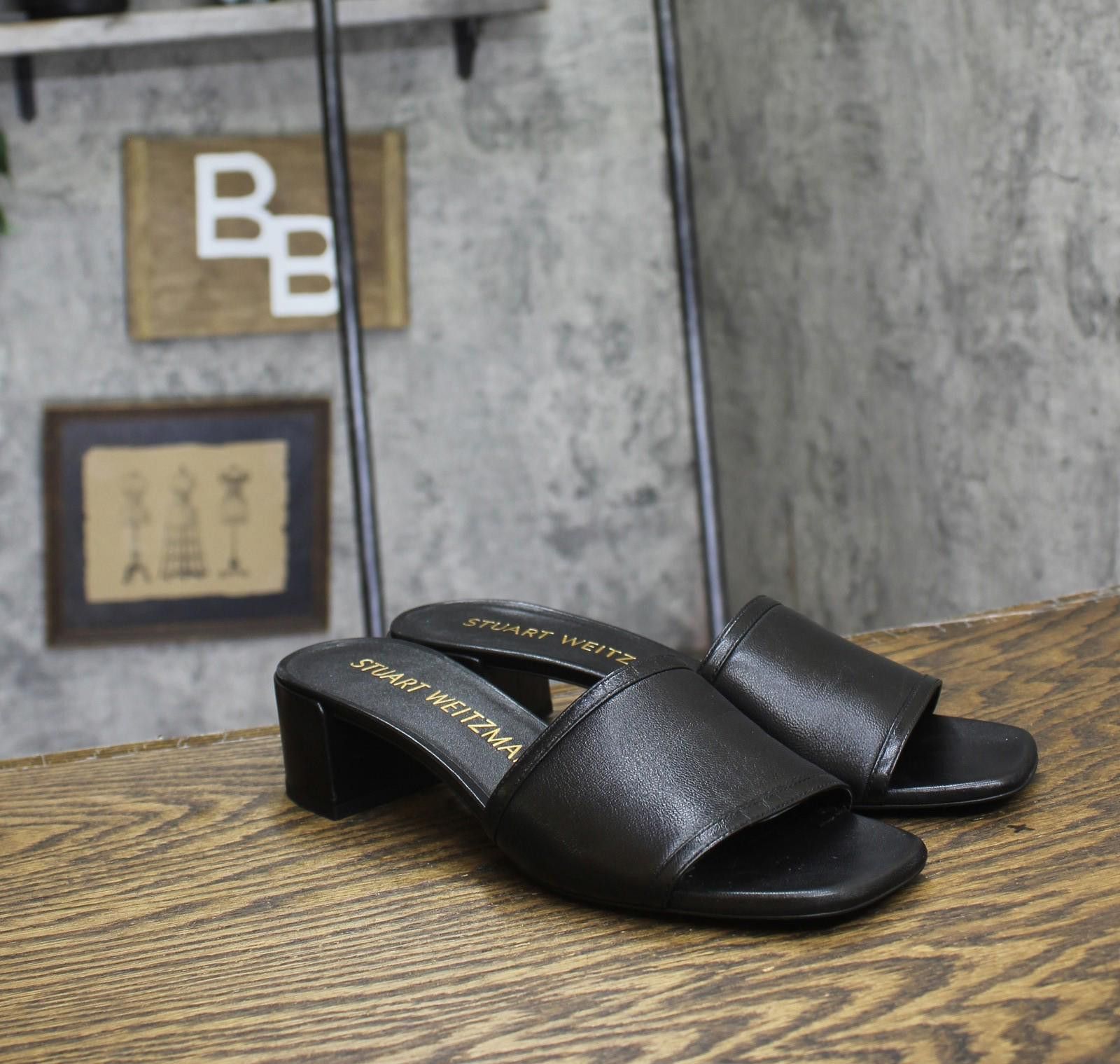 Stuart Weitzman Stuart Weitzman Cayman 35 Block Heel Slides Se013 Black 9b Size US 9 / IT 39 - 1 Thumbnail