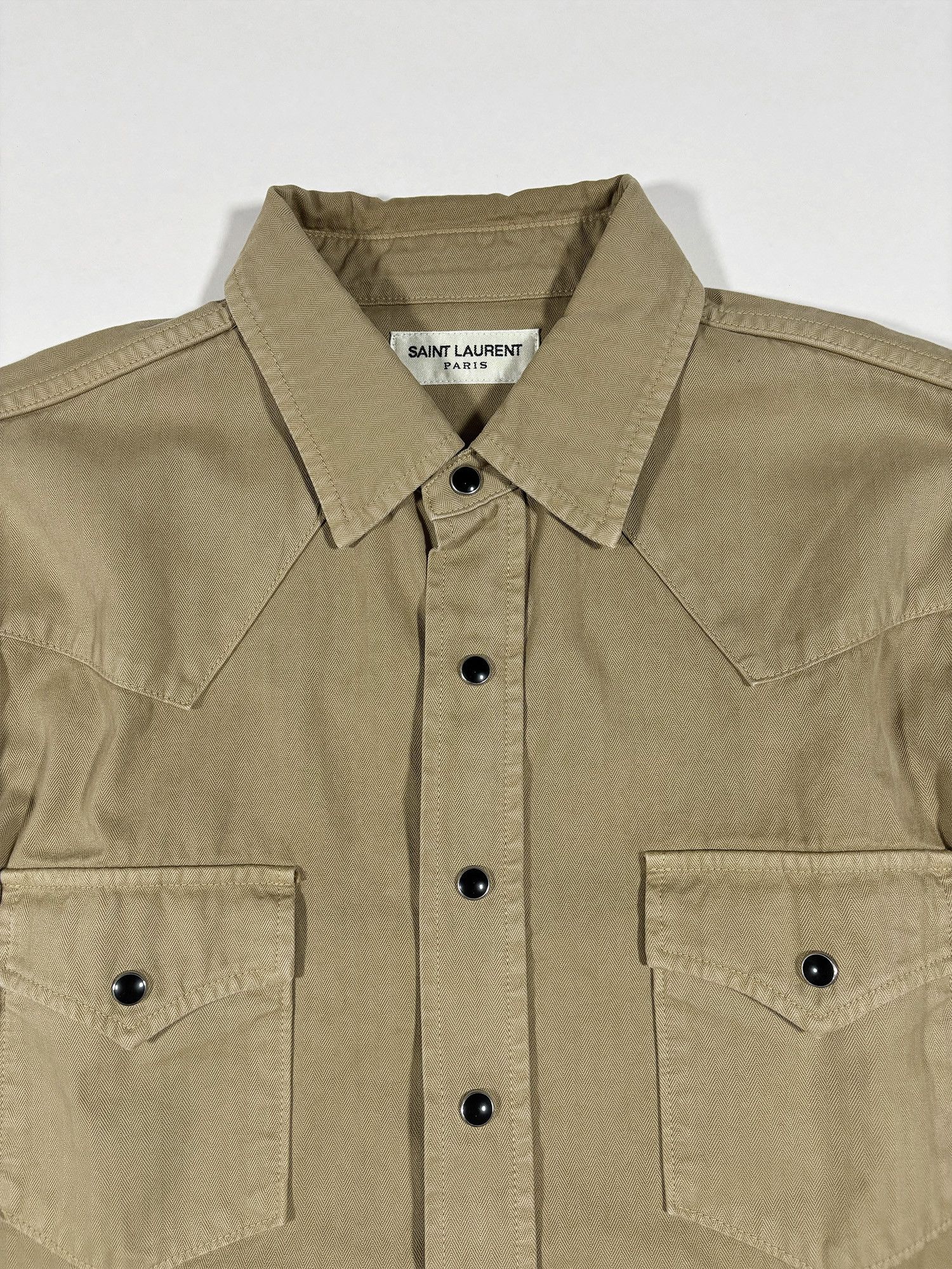 Saint Laurent Paris Saint Laurent Classic Western Shirt Tan Size US M / EU 48-50 / 2 - 7 Thumbnail