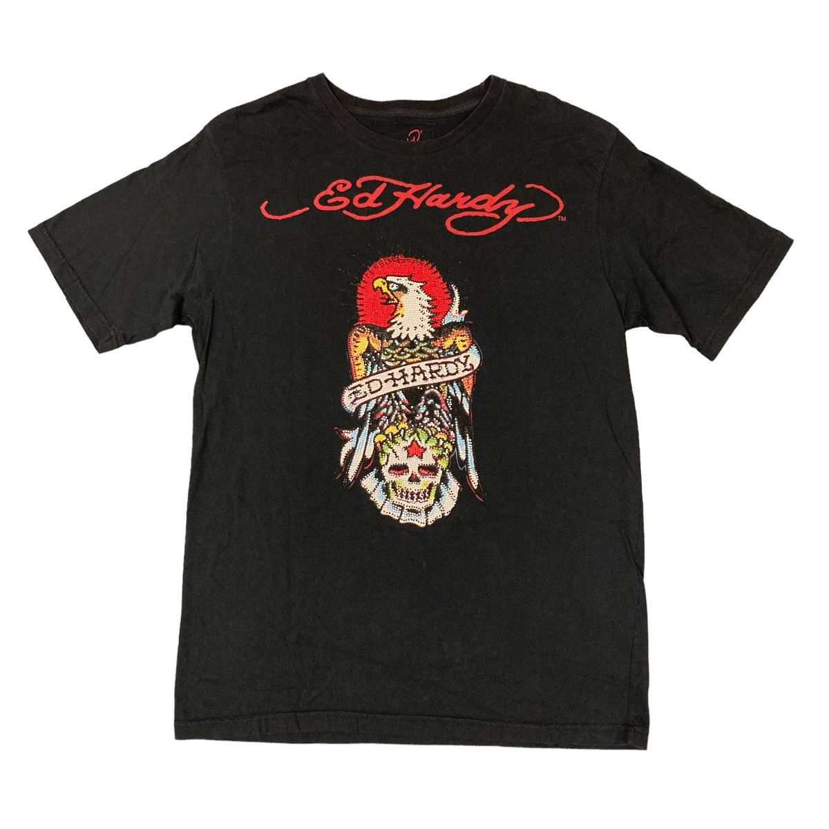 Christian Audigier Vintage Y2K Ed Hardy Eagle Skull Bedazzled Graphic Tee Size US XL / EU 56 / 4 - 1 Thumbnail