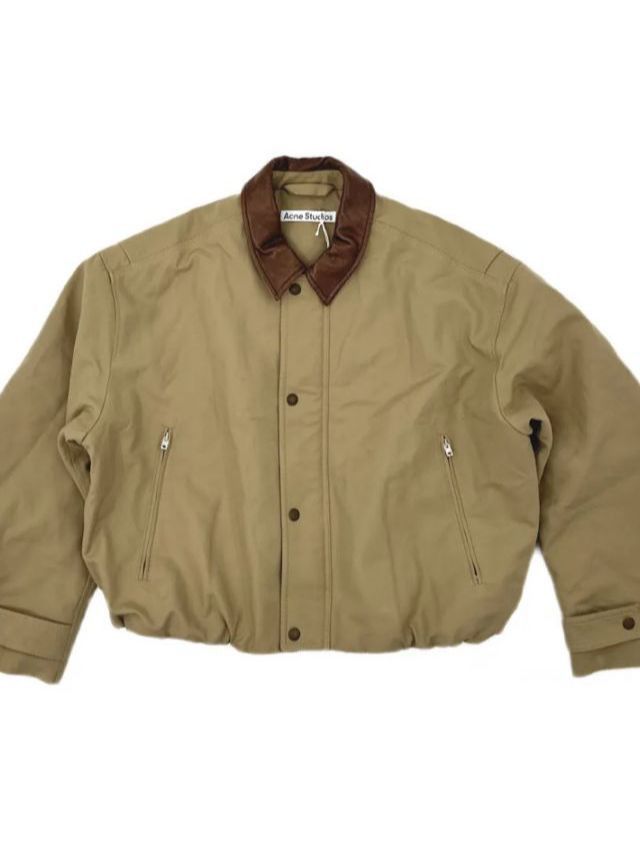 Acne Studios Acne Studios Leather Collar Cotton Jacket Khaki Size 48 Size US M / EU 48-50 / 2 - 1 Thumbnail
